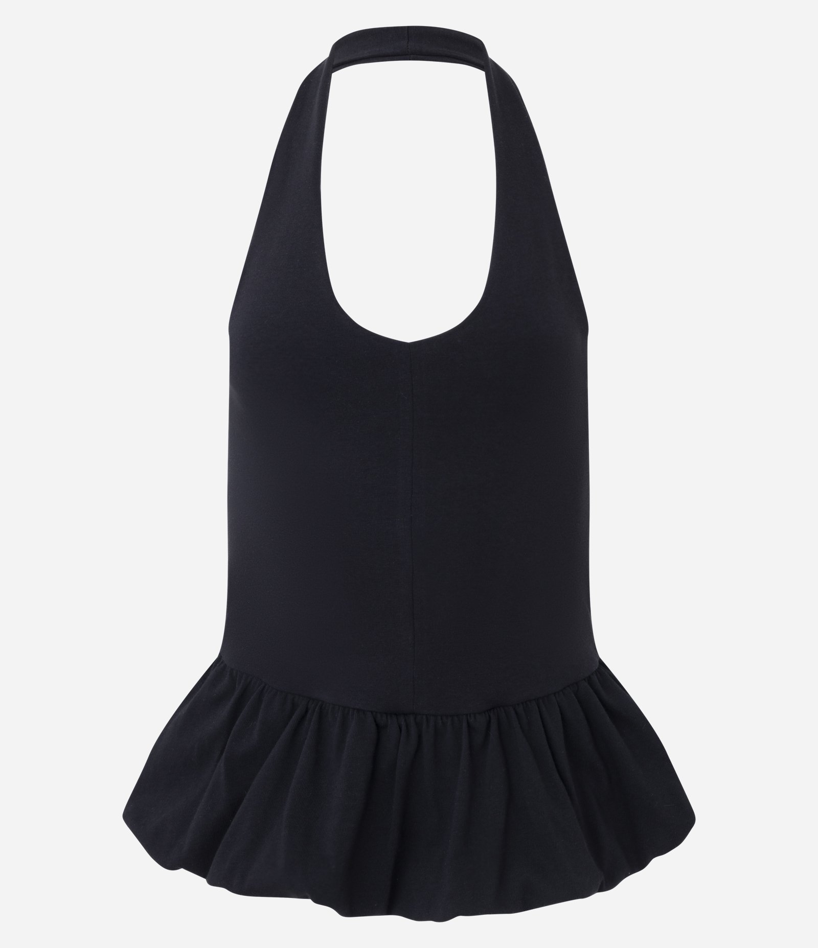Blusa Frente Única em Algodão com Barra Peplum Preto 5