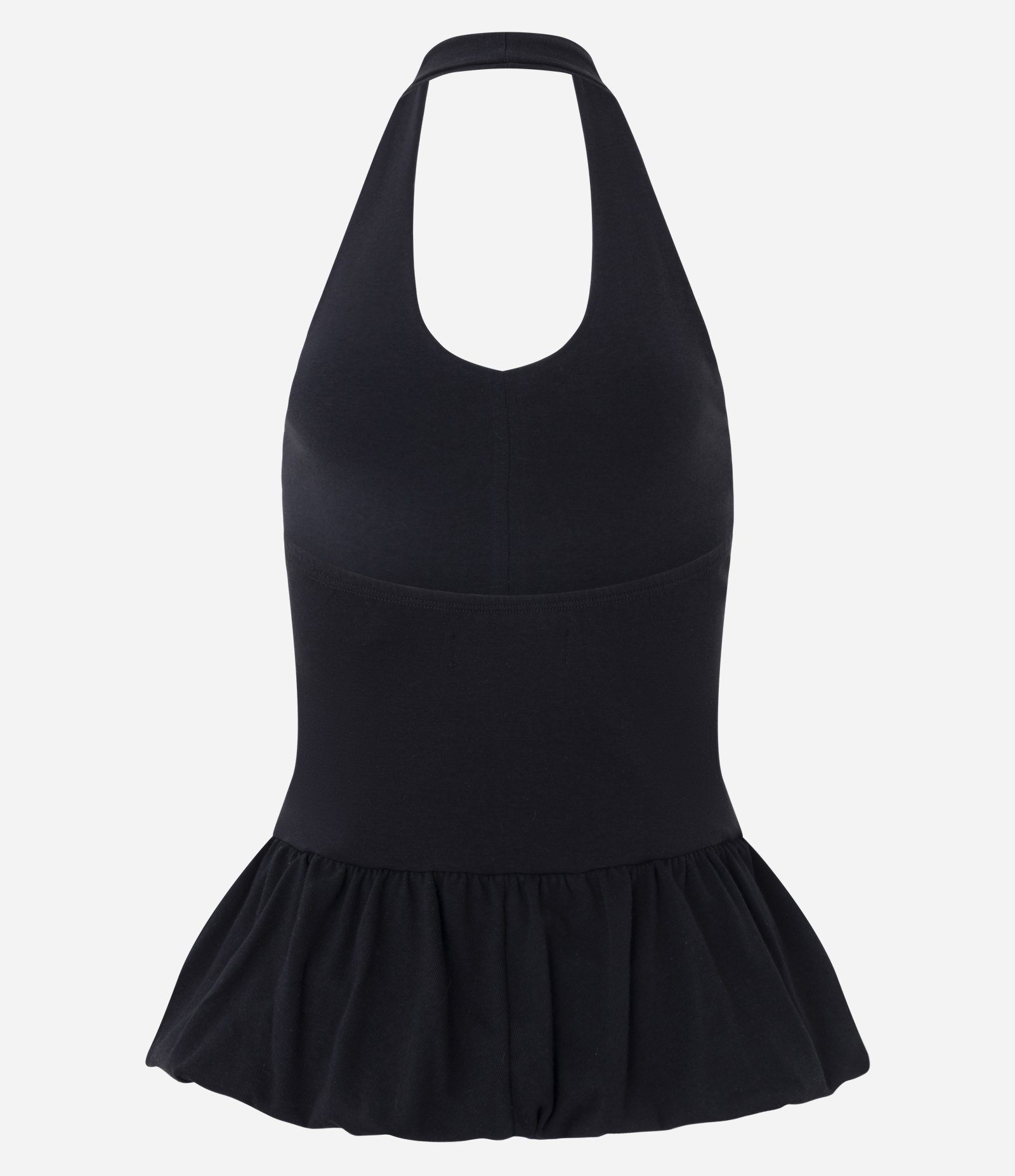 Blusa Frente Única em Algodão com Barra Peplum Preto 6