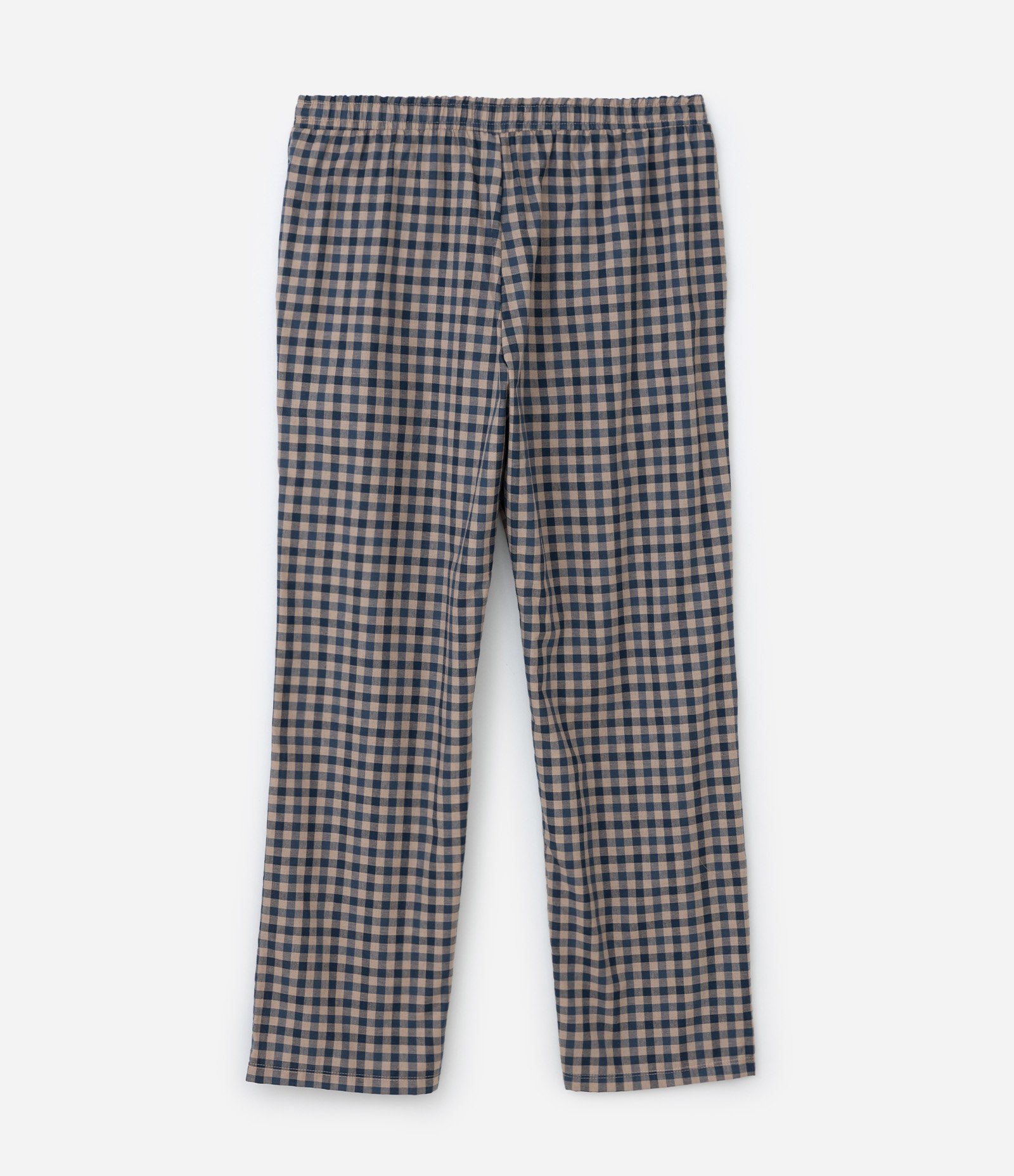 Calça de Pijama em Tricoline Xadrez Bege 2