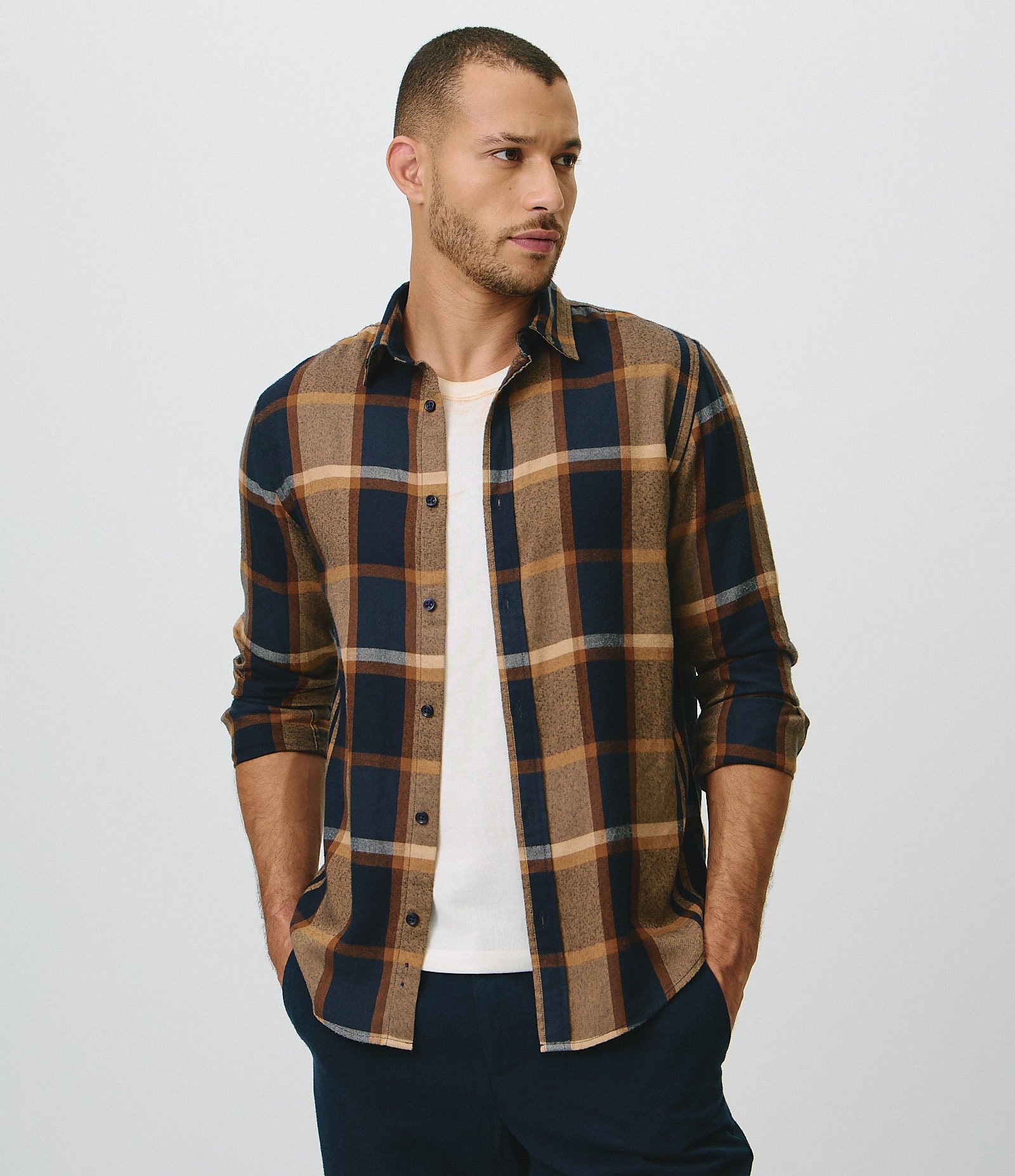 Camisa Flanela Xadrez Manga Longa Azul 1