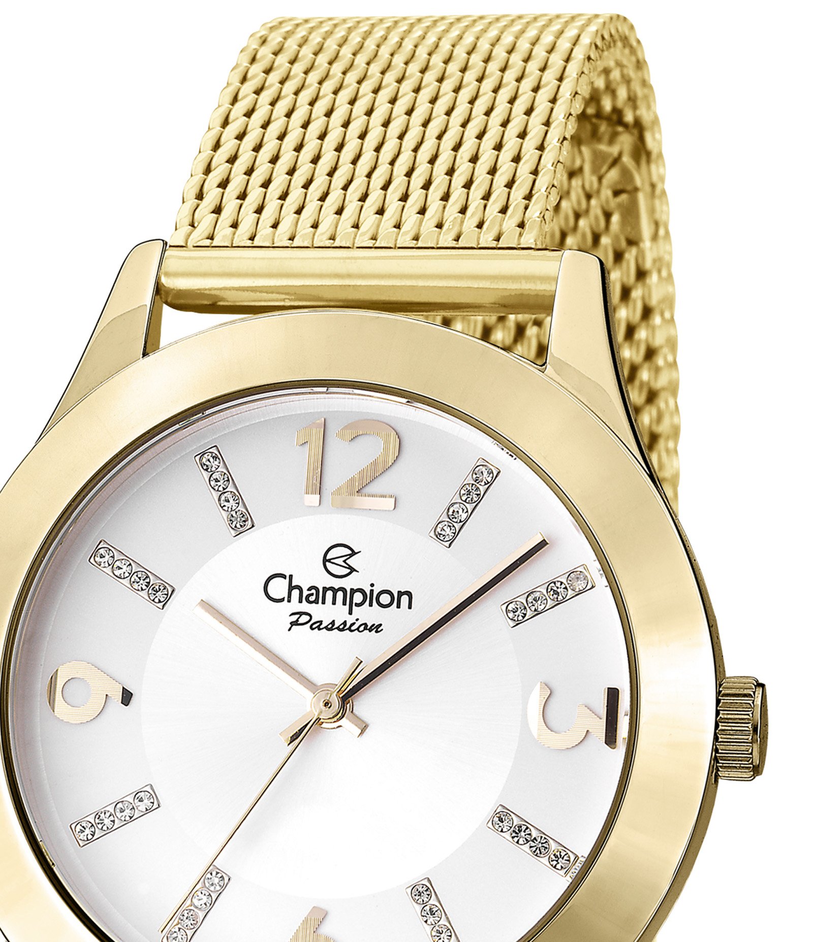 Kit Relógio Analógico Champion em Aço CN28713B Dourado 3