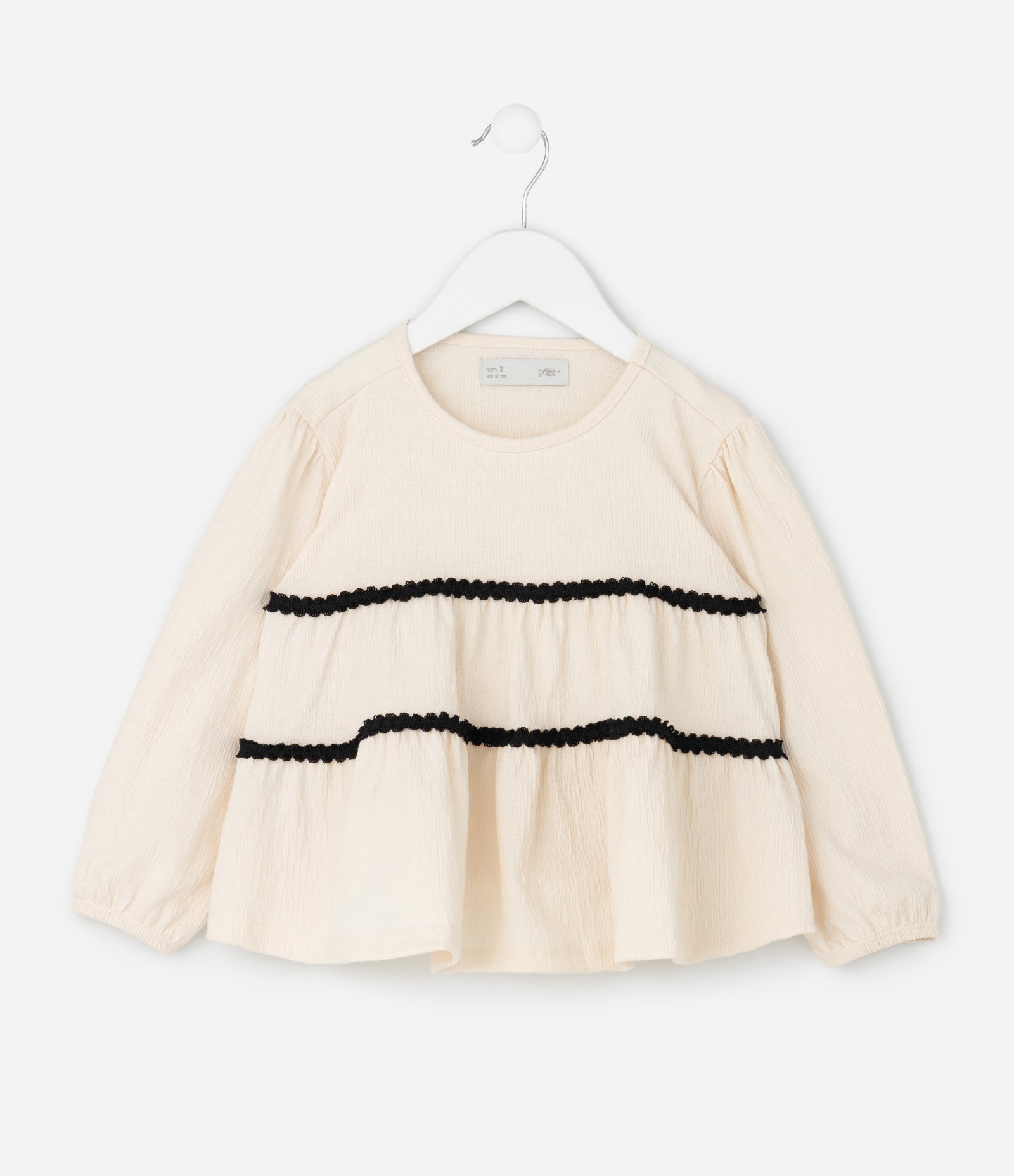 Blusa Batinha Infantil com Sianinha – Tam 1 a 5/6 Anos Off White 2