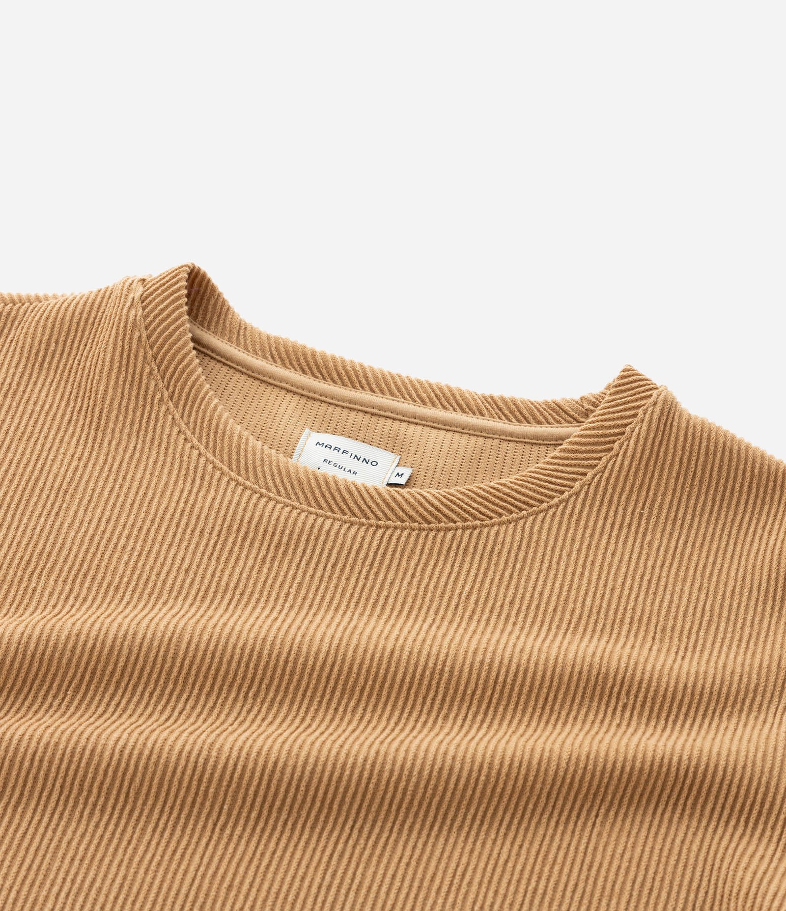 Camiseta Regular em Algodão Texturizado Bege 5