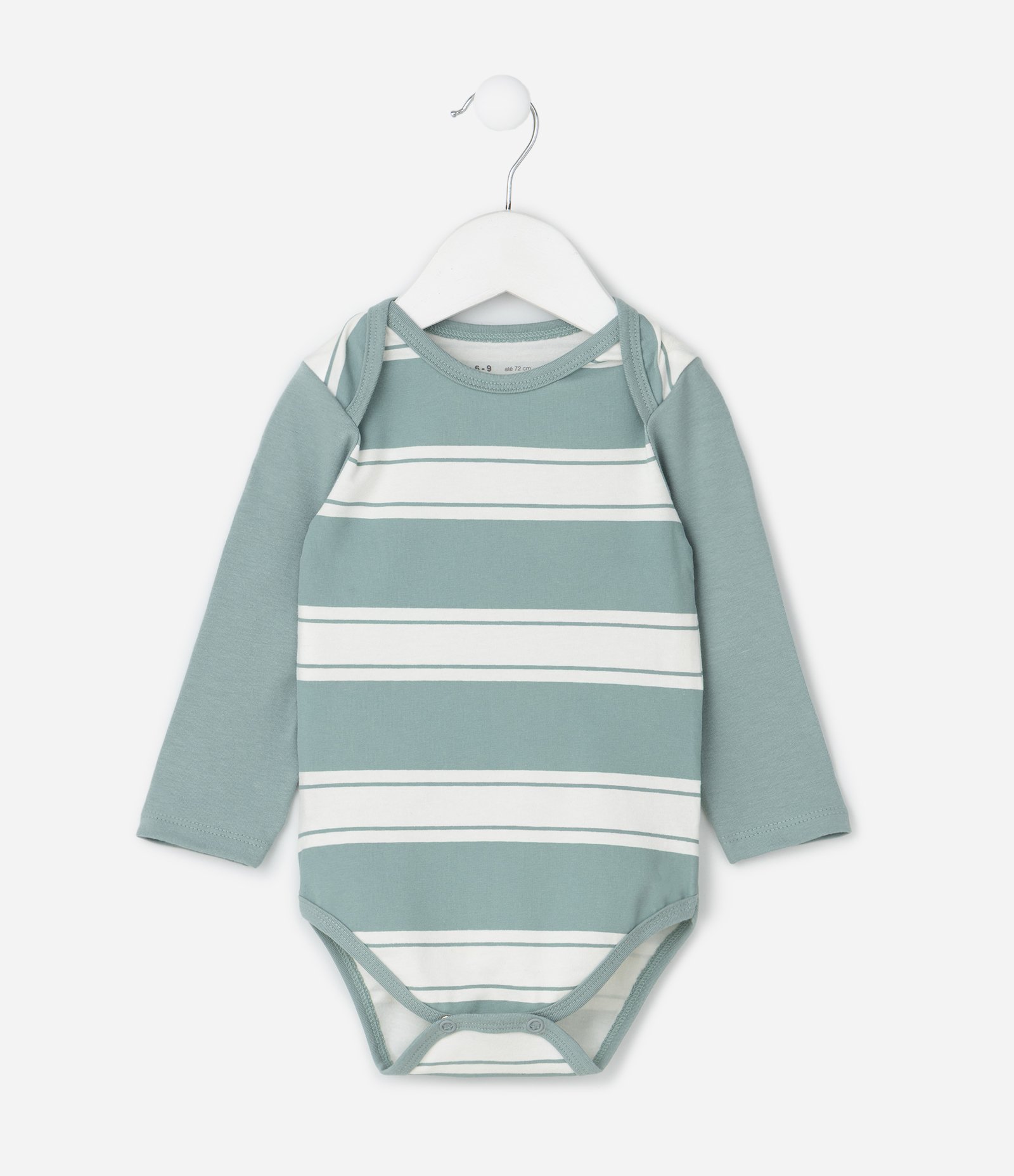 Body Infantil com Estampa Listrada em Blocos – Tam RN a 18 Meses Verde/Off White 2