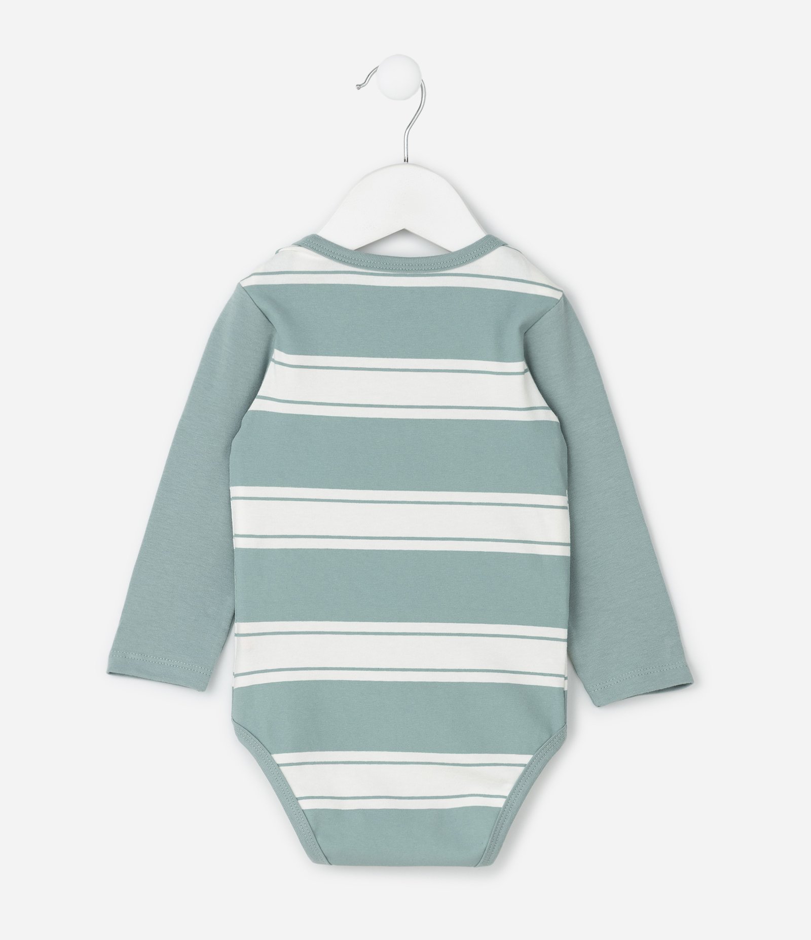 Body Infantil com Estampa Listrada em Blocos – Tam RN a 18 Meses Verde/Off White 3