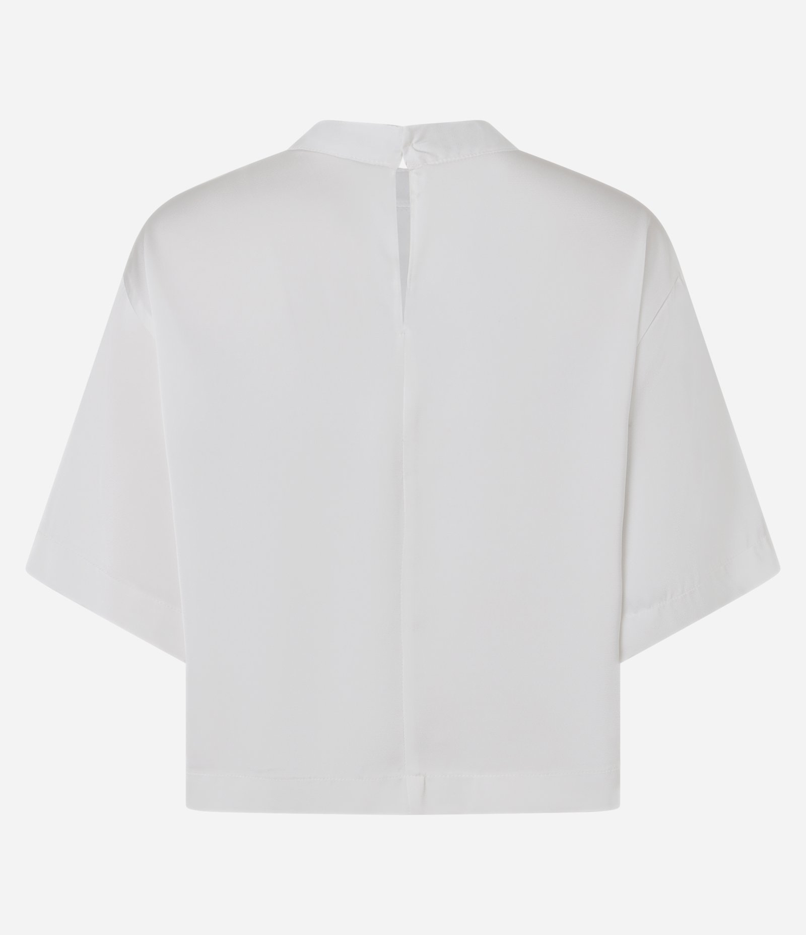 Blusa Acetinada com Golinha Alta e Mangas Curtas Branco 2