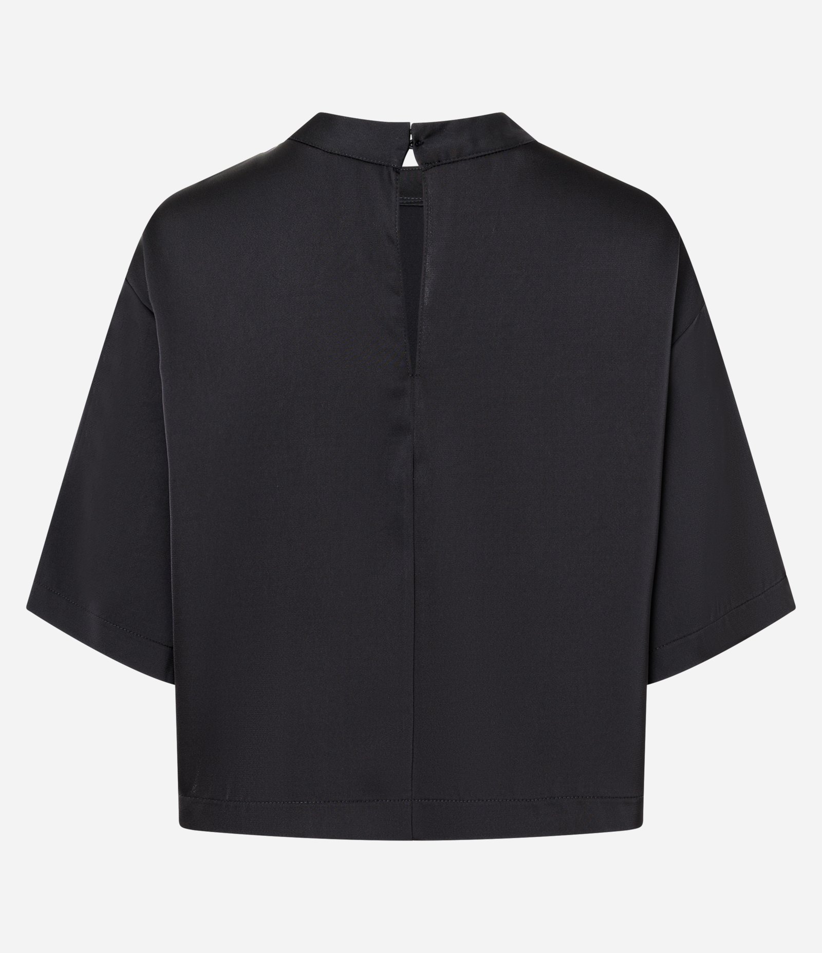 Blusa Acetinada com Golinha Alta e Mangas Curtas Preto 2