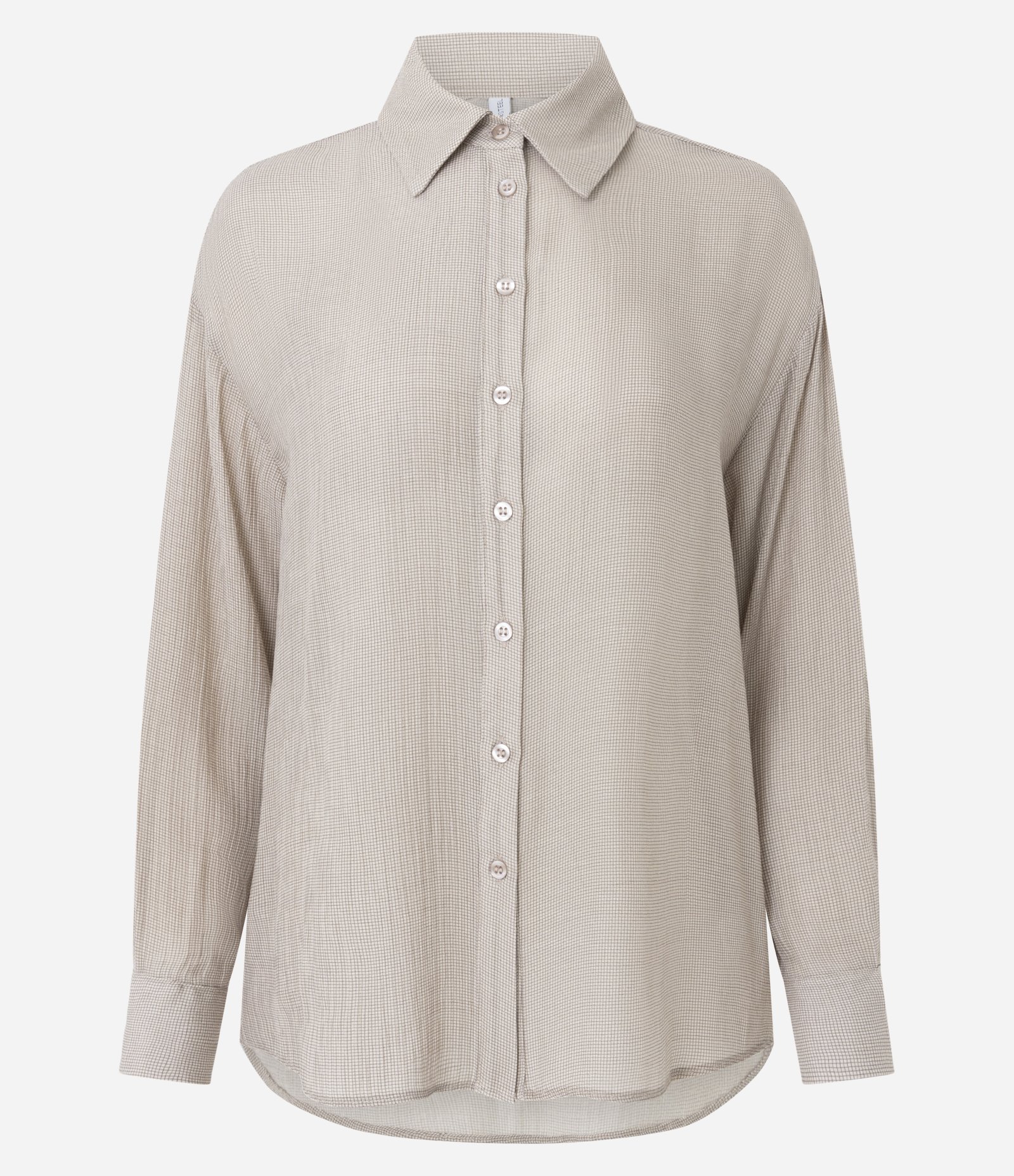 Camisa em Chalis com Manga Longa e Efeito Amassado Off White 1