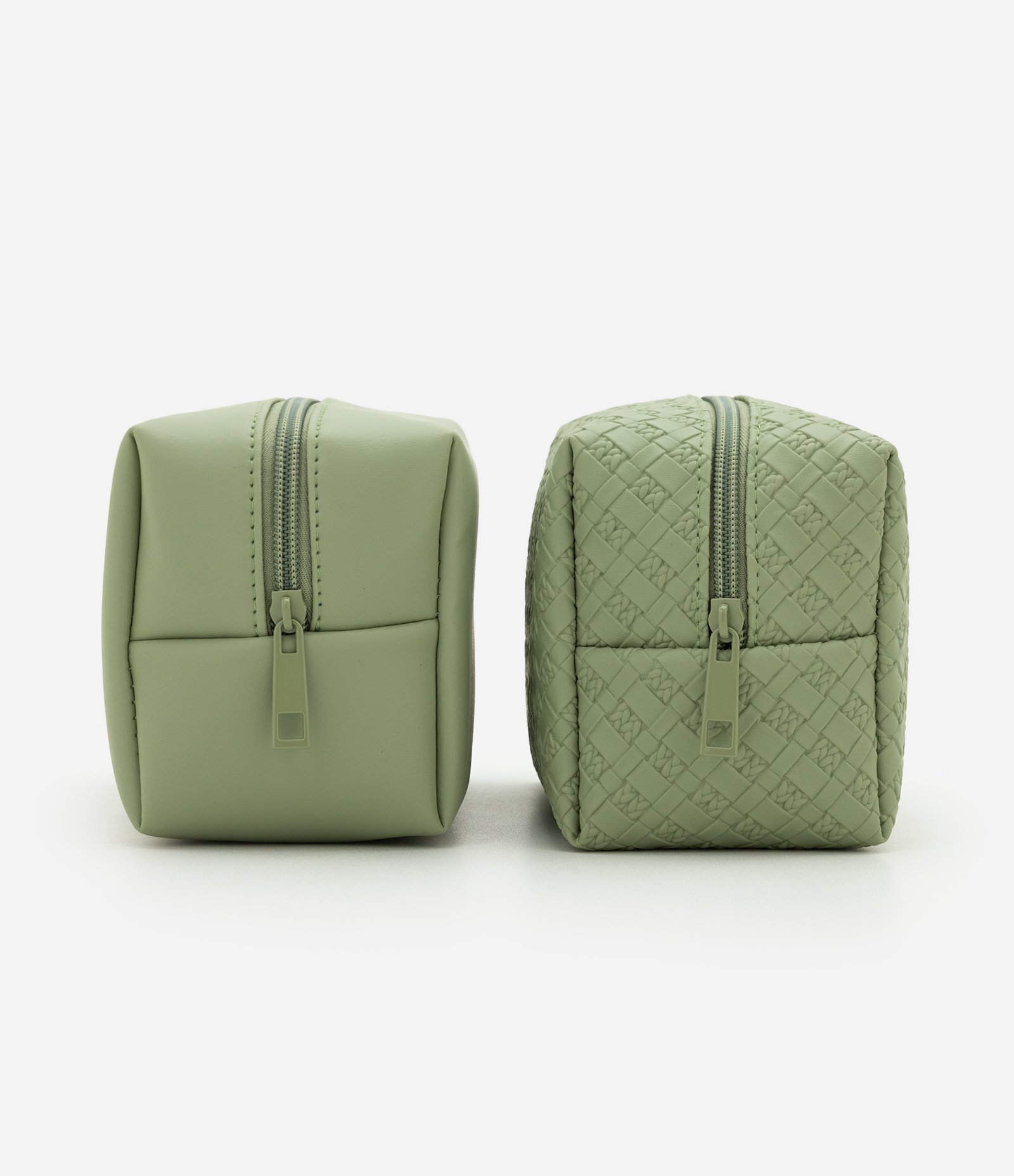 Kit 03 Necessaires Amplas com Acabamentos Variados Verde 3