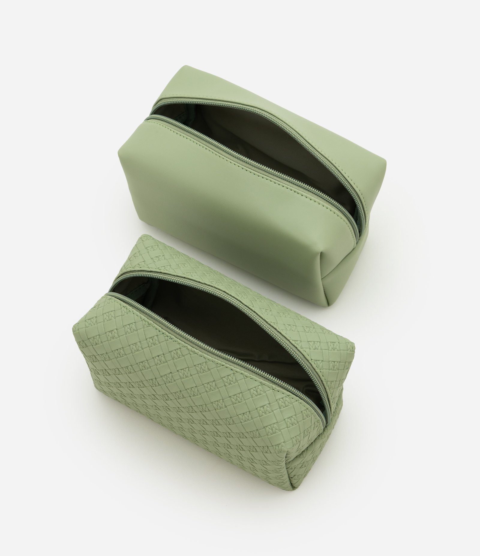 Kit 03 Necessaires Amplas com Acabamentos Variados Verde 4