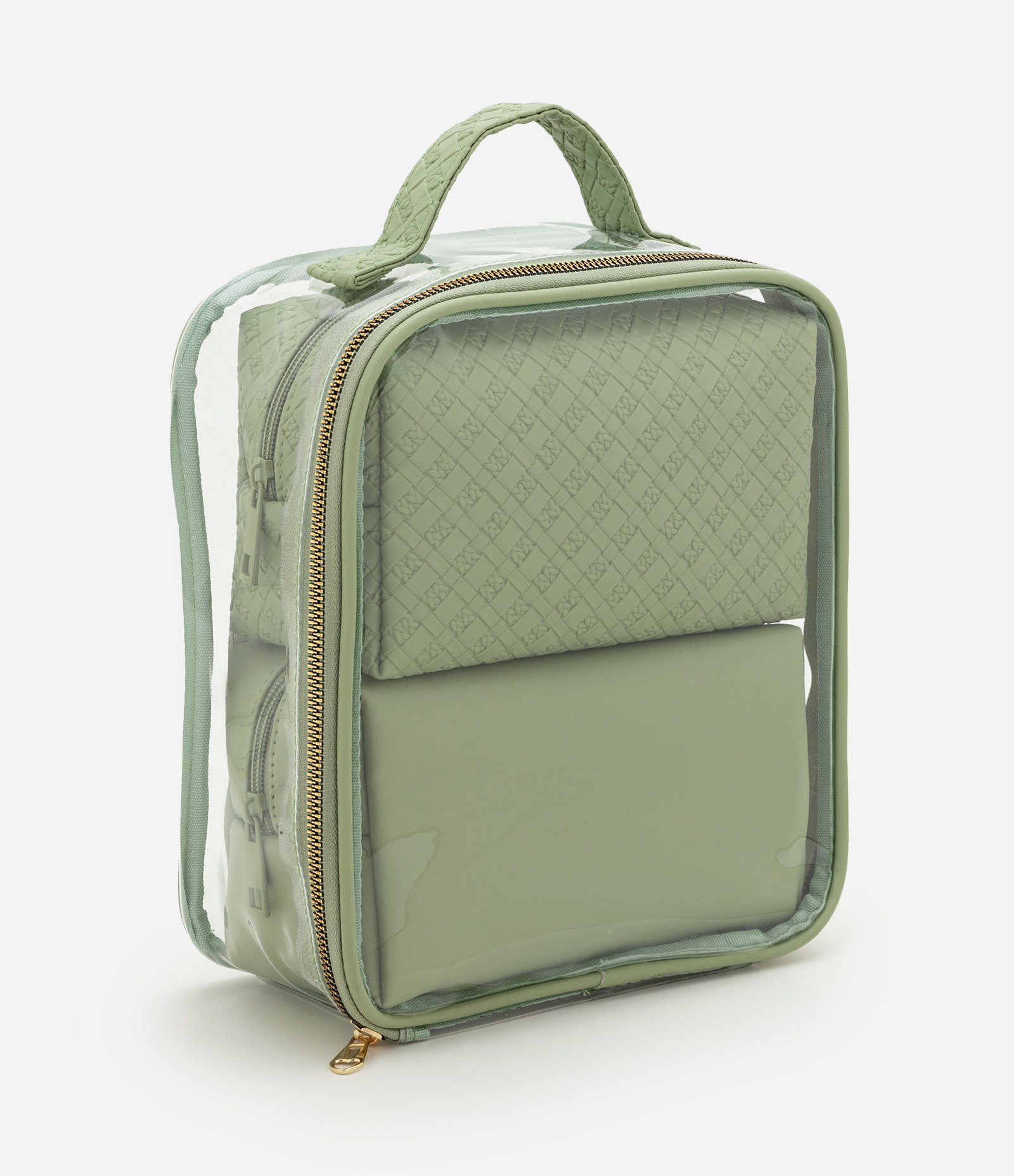Kit 03 Necessaires Amplas com Acabamentos Variados Verde 5