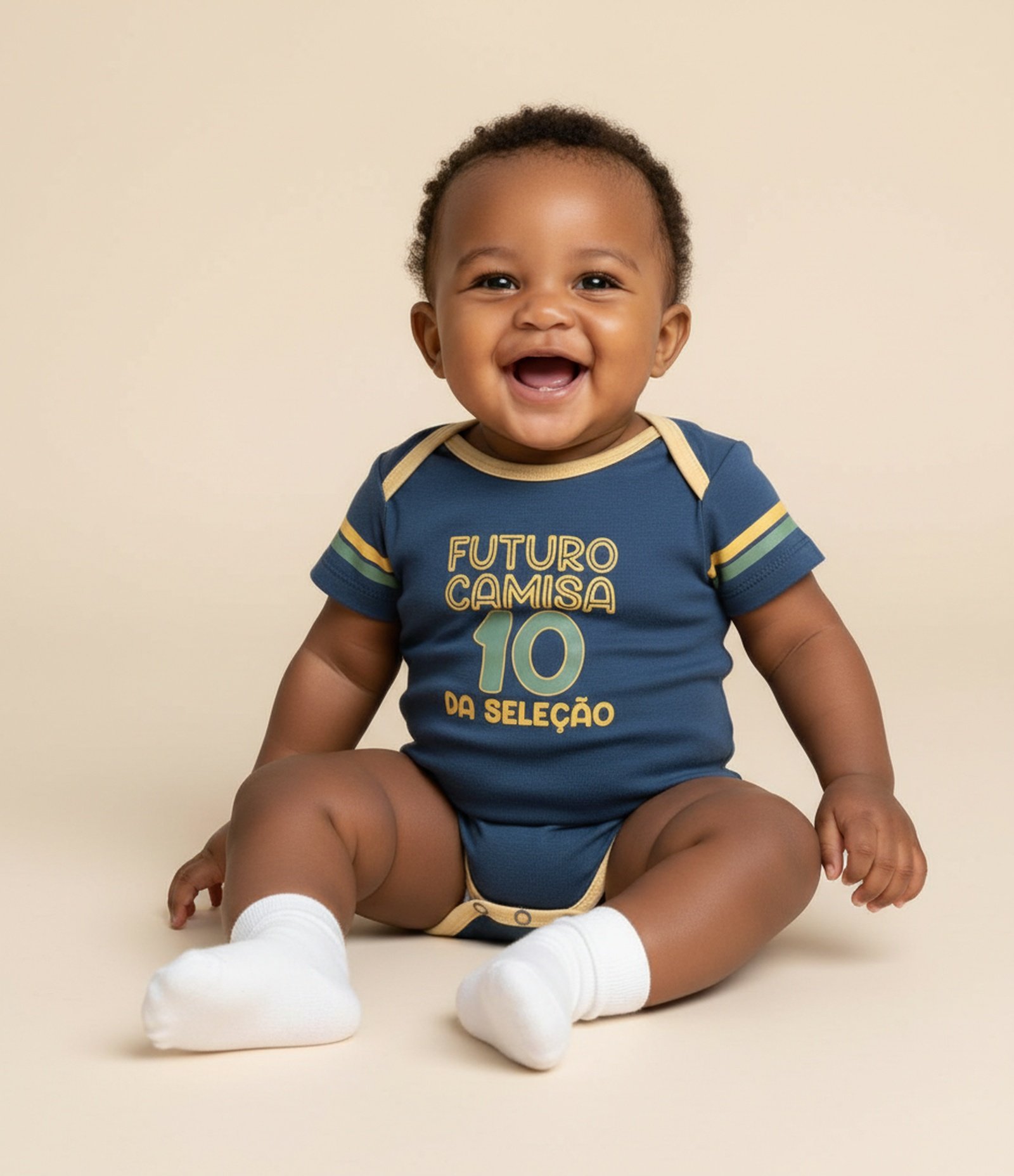 Body Infantil com Lettering Futuro Camisa 10 da Seleção– Tam 0 a 18 Meses Azul Marinho 1