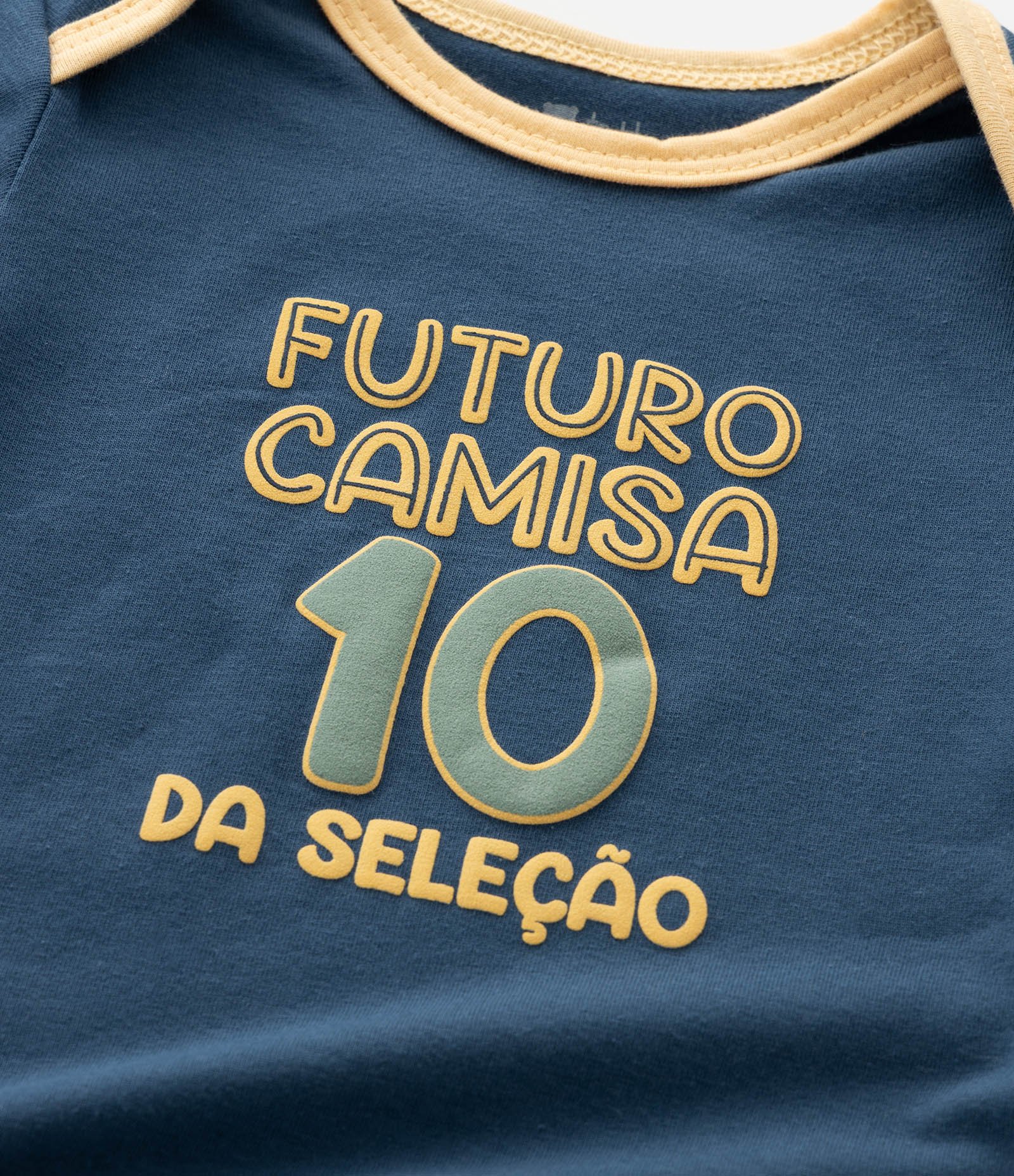 Body Infantil com Lettering Futuro Camisa 10 da Seleção– Tam 0 a 18 Meses Azul Marinho 9