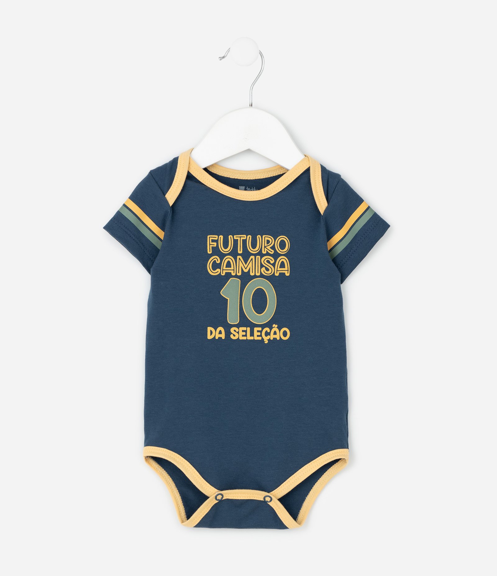 Body Infantil com Lettering Futuro Camisa 10 da Seleção– Tam 0 a 18 Meses Azul Marinho 2