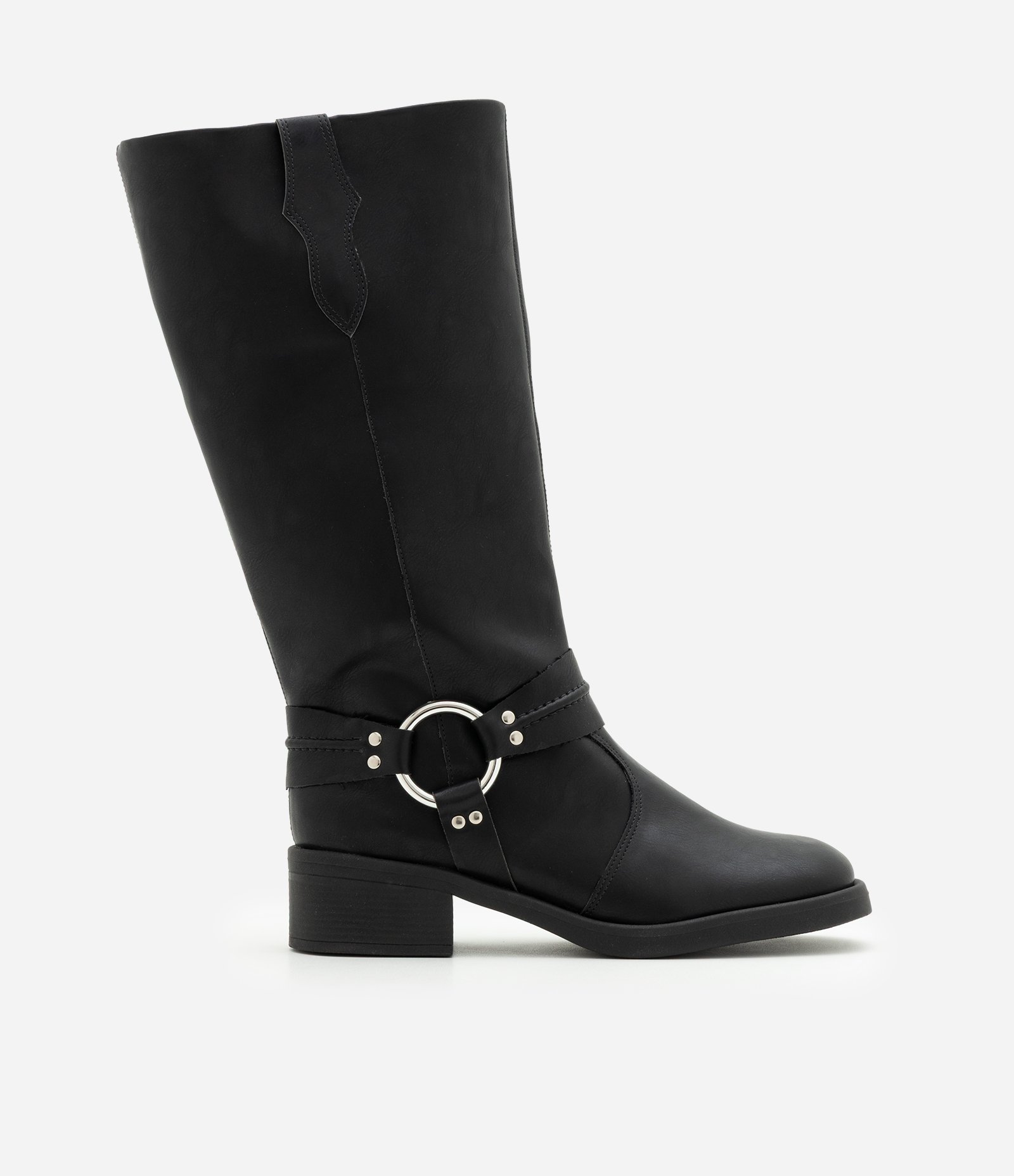 Bota Biker Boot em PU com Detalhe em Metal na Lateral Preto 2
