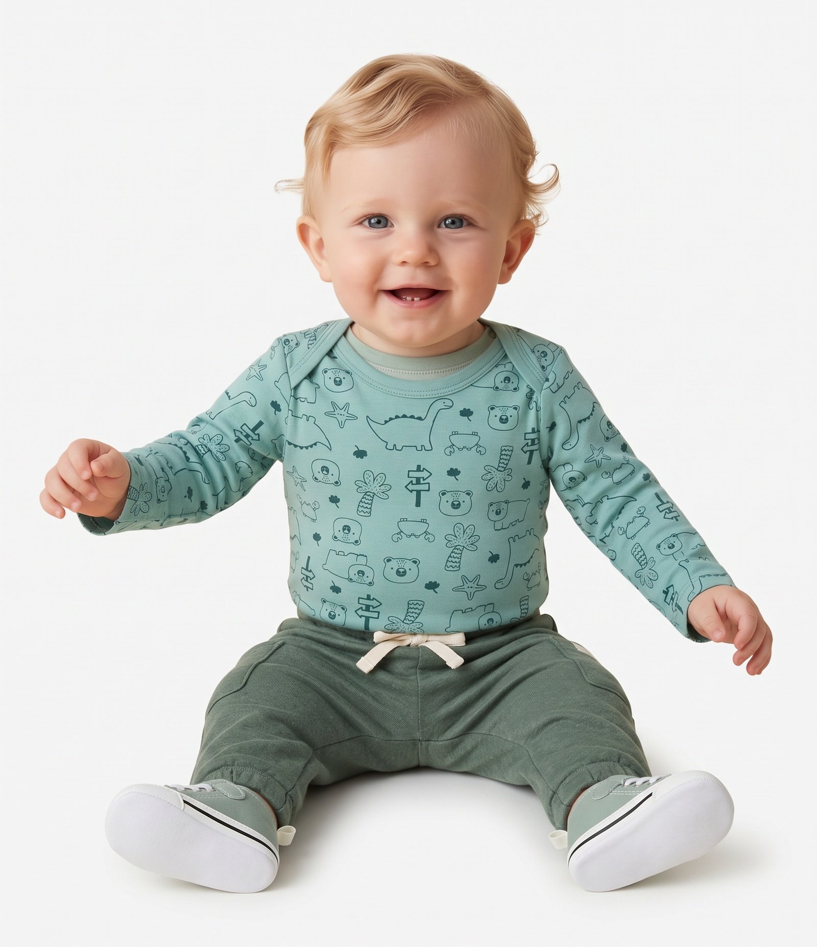 Calça Bebê de Moletom com Felpa - Tam 0 a 18 Meses Verde 1