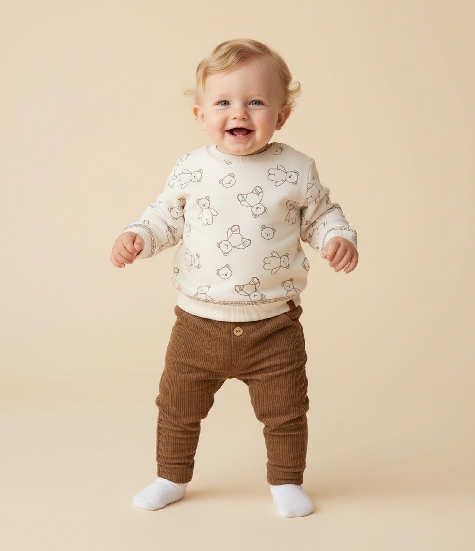 Casaco Infantil com Estampa de Ursinhos – Tam 0 a 18 Meses Off White 1