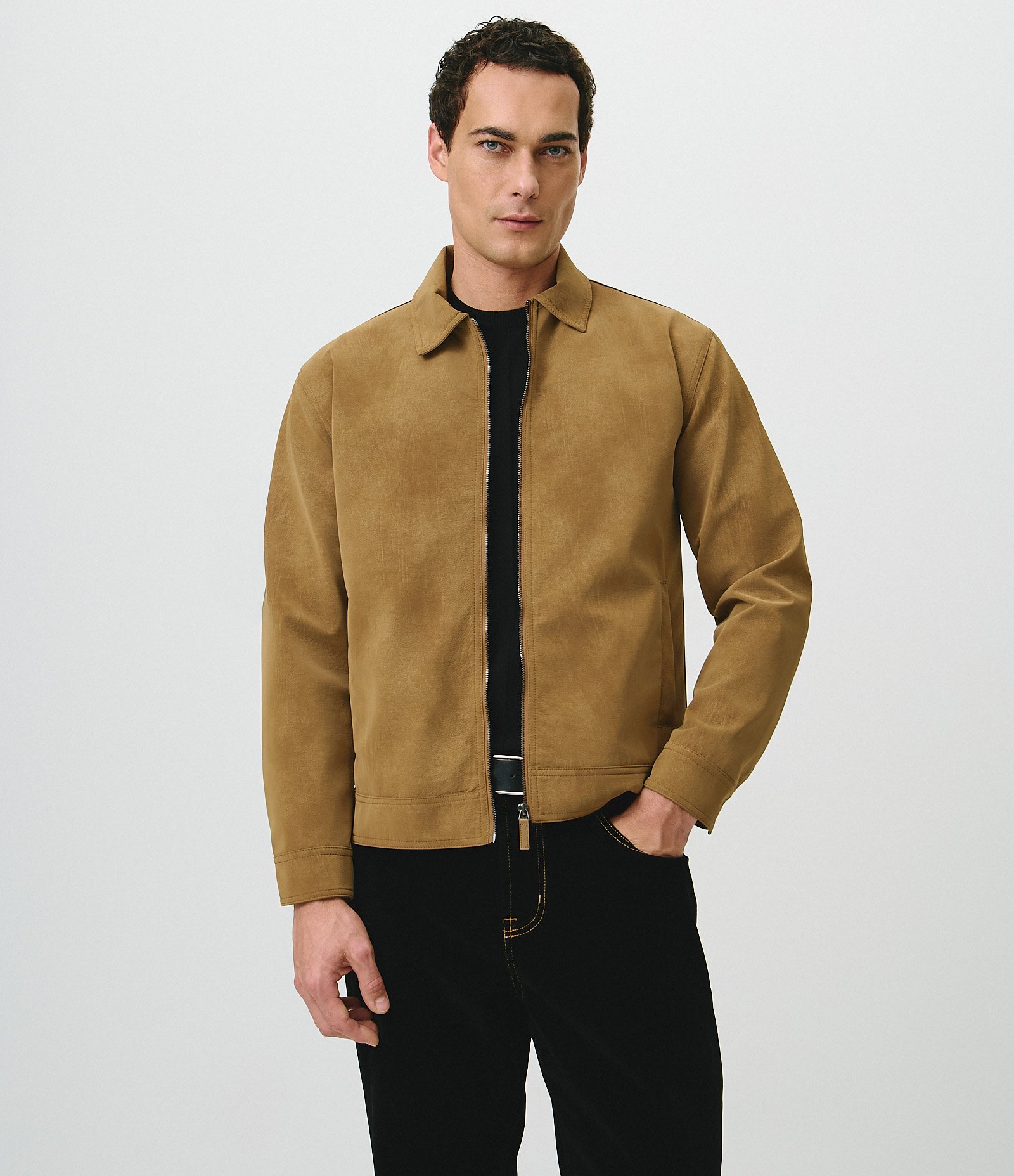 Jaqueta Harrington em Suede Marrom 1