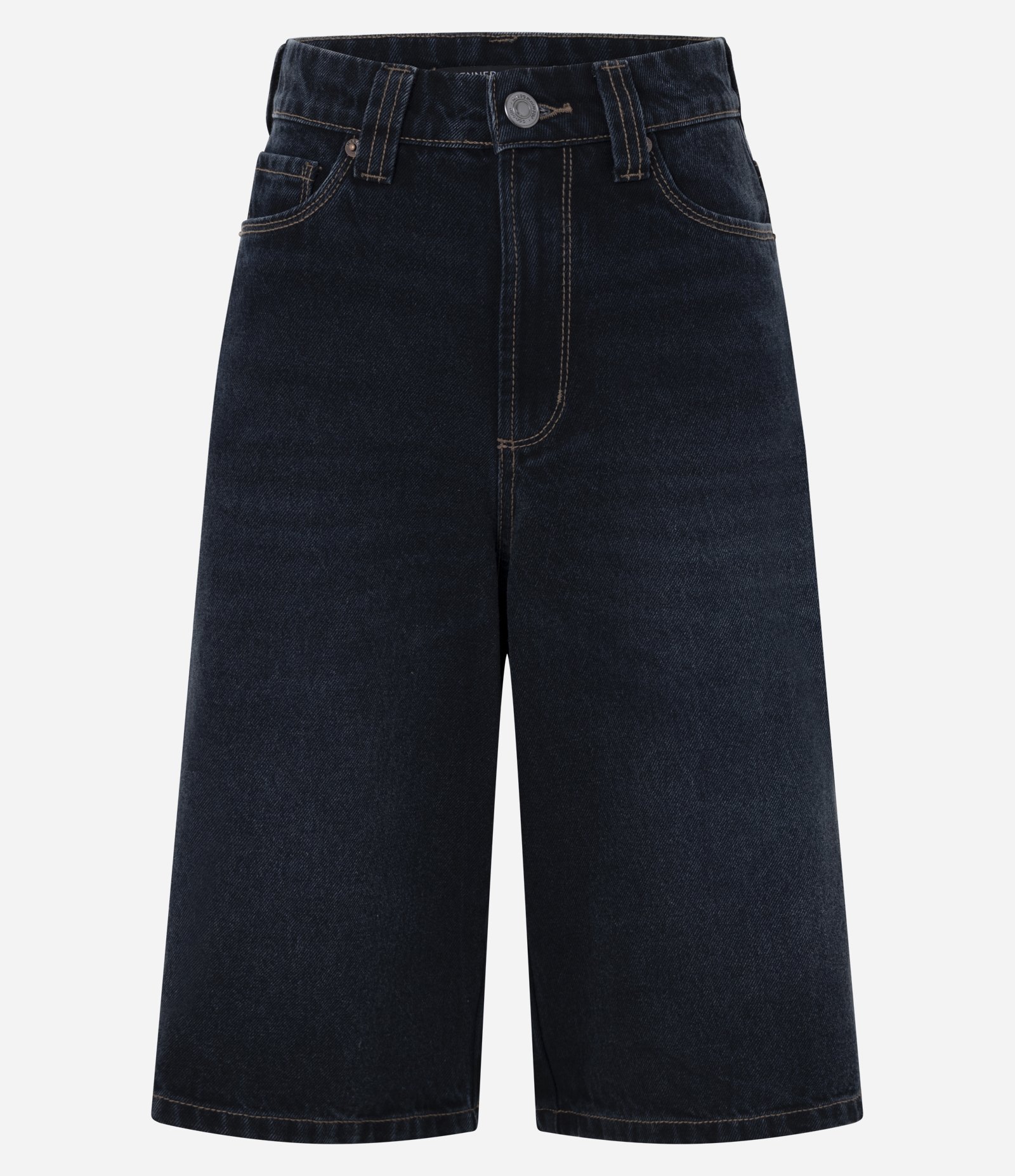 Bermuda Jorts Cintura Alta em Jeans com Bolsos Azul Escuro 5