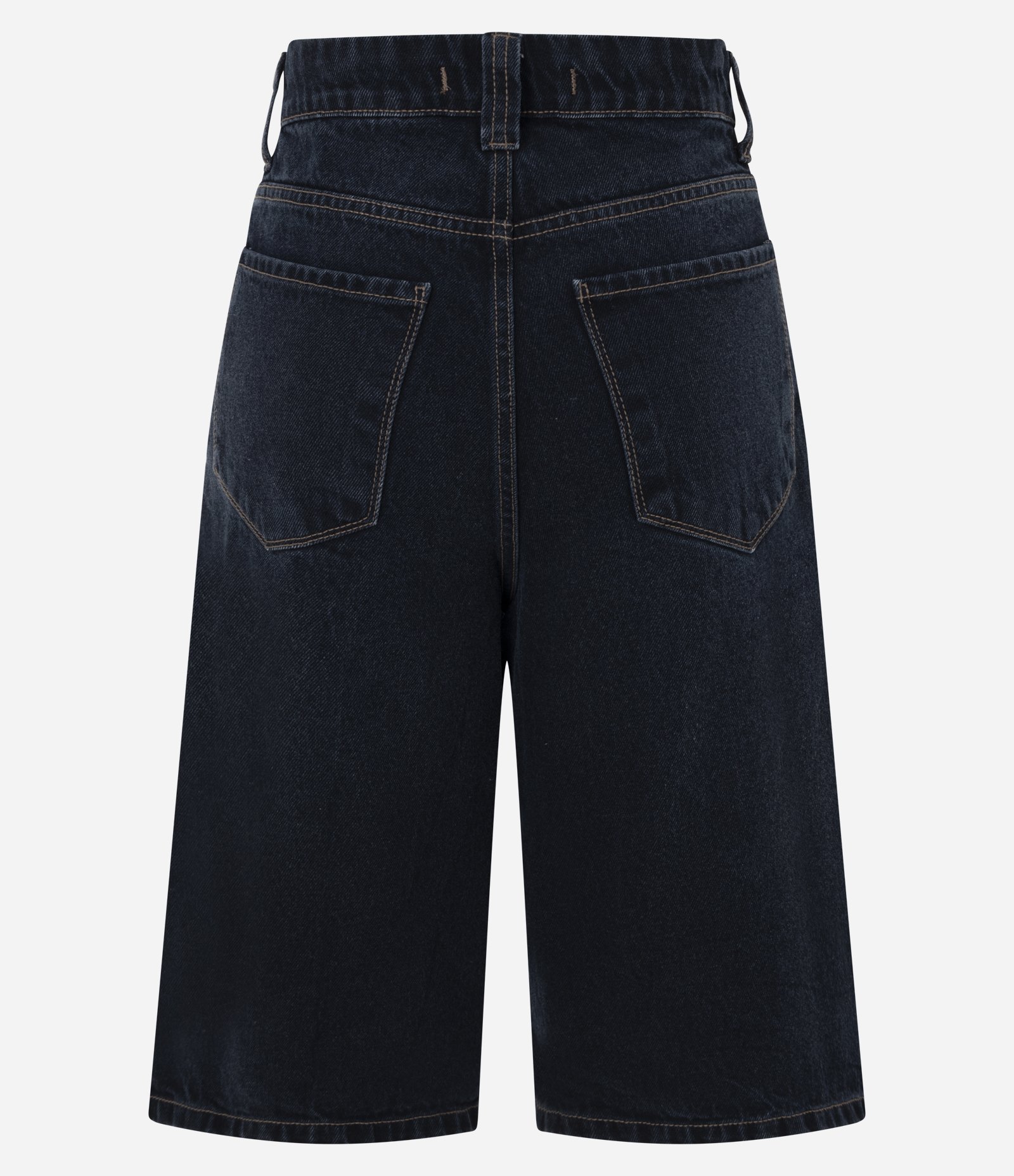Bermuda Jorts Cintura Alta em Jeans com Bolsos Azul Escuro 6