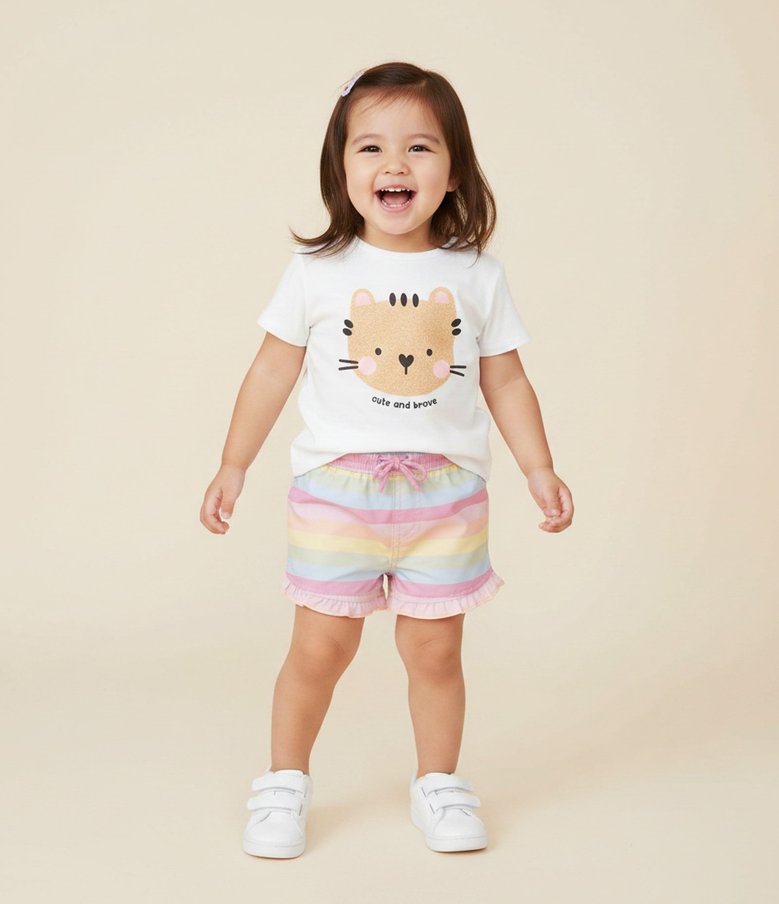 Short Infantil com Estampa Listrada e Cordão – Tam 1 a 6 Anos Rosa 1