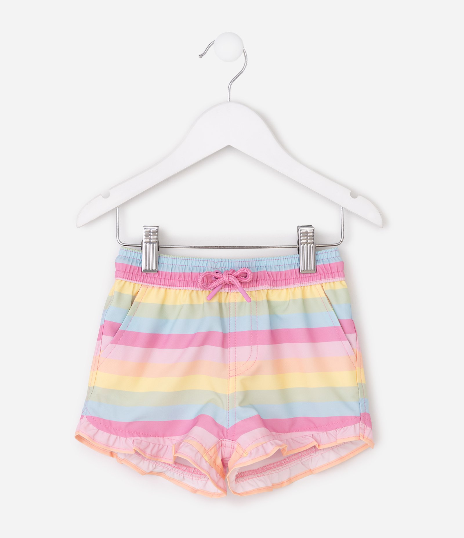 Short Infantil com Estampa Listrada e Cordão – Tam 1 a 6 Anos Rosa 2