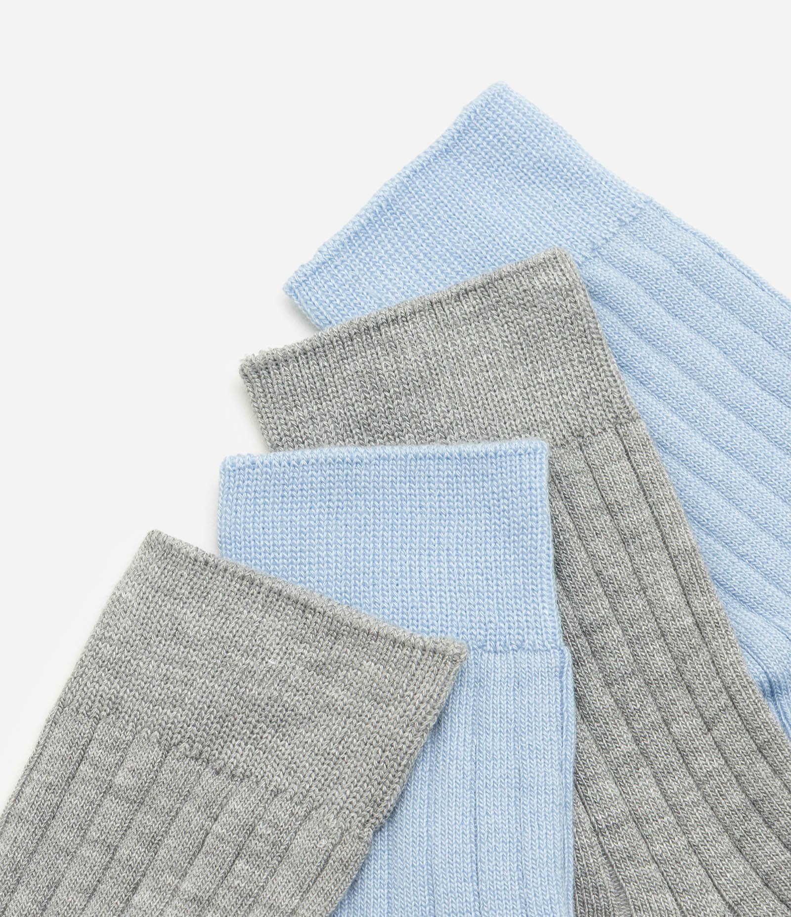 Kit 02 Meias Cano Alto em Viscose Canelada Azul/Cinza 4