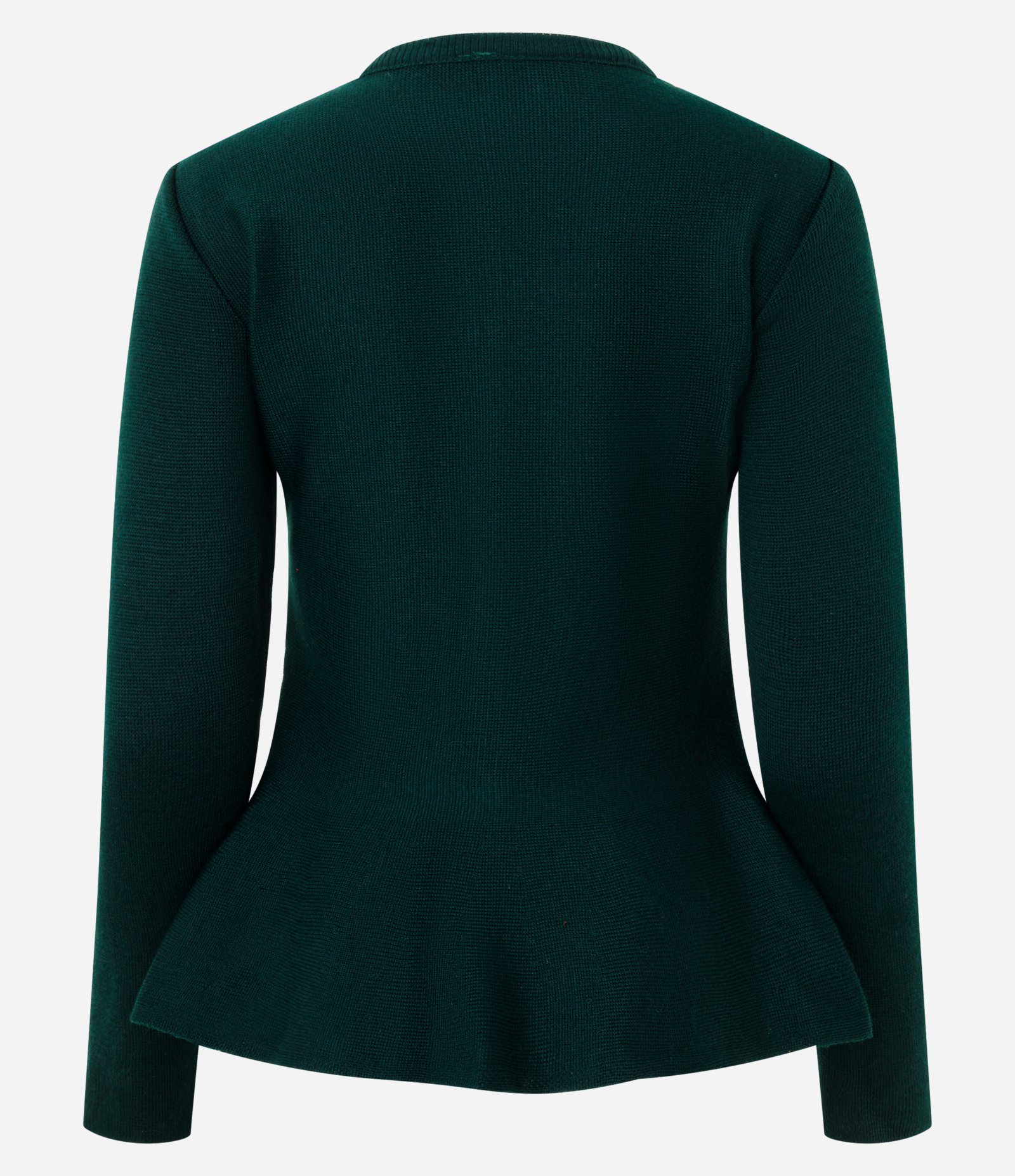 Casaco em Tricô com Abotoamento Frontal e Barra Peplum Verde 7
