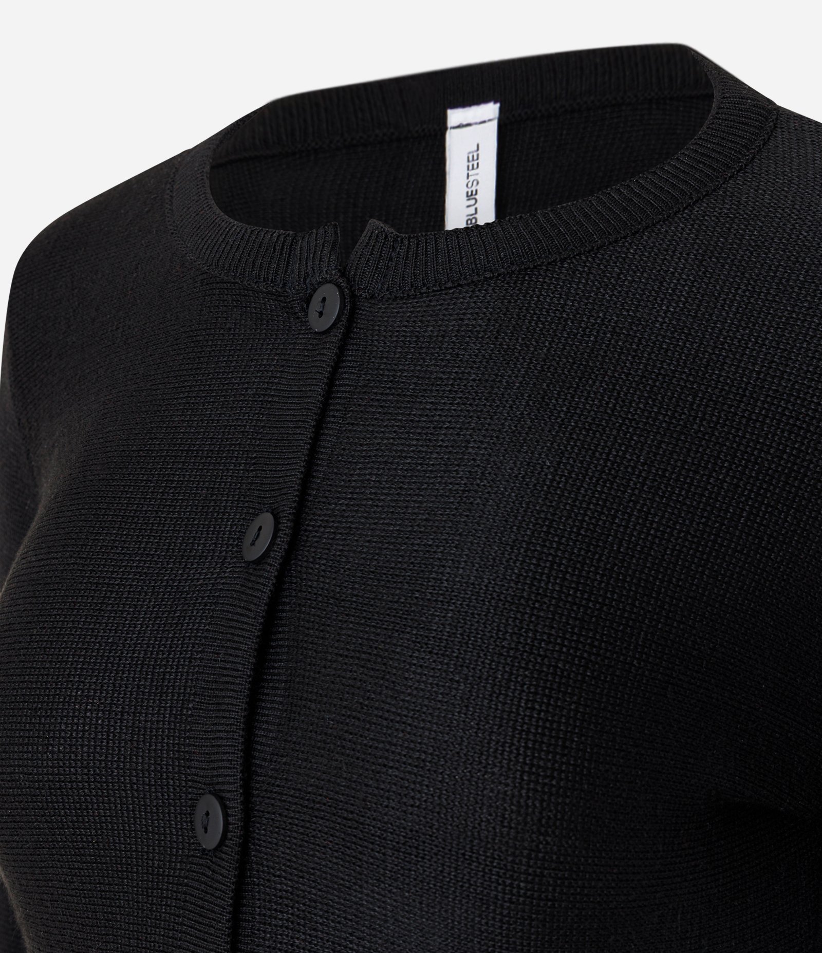 Casaco em Tricô com Abotoamento Frontal e Barra Peplum Preto 6