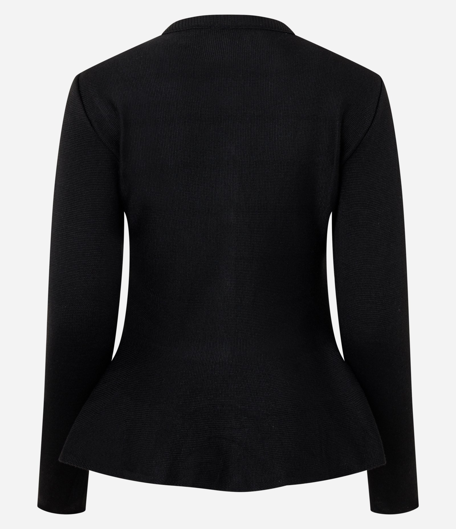 Casaco em Tricô com Abotoamento Frontal e Barra Peplum Preto 7