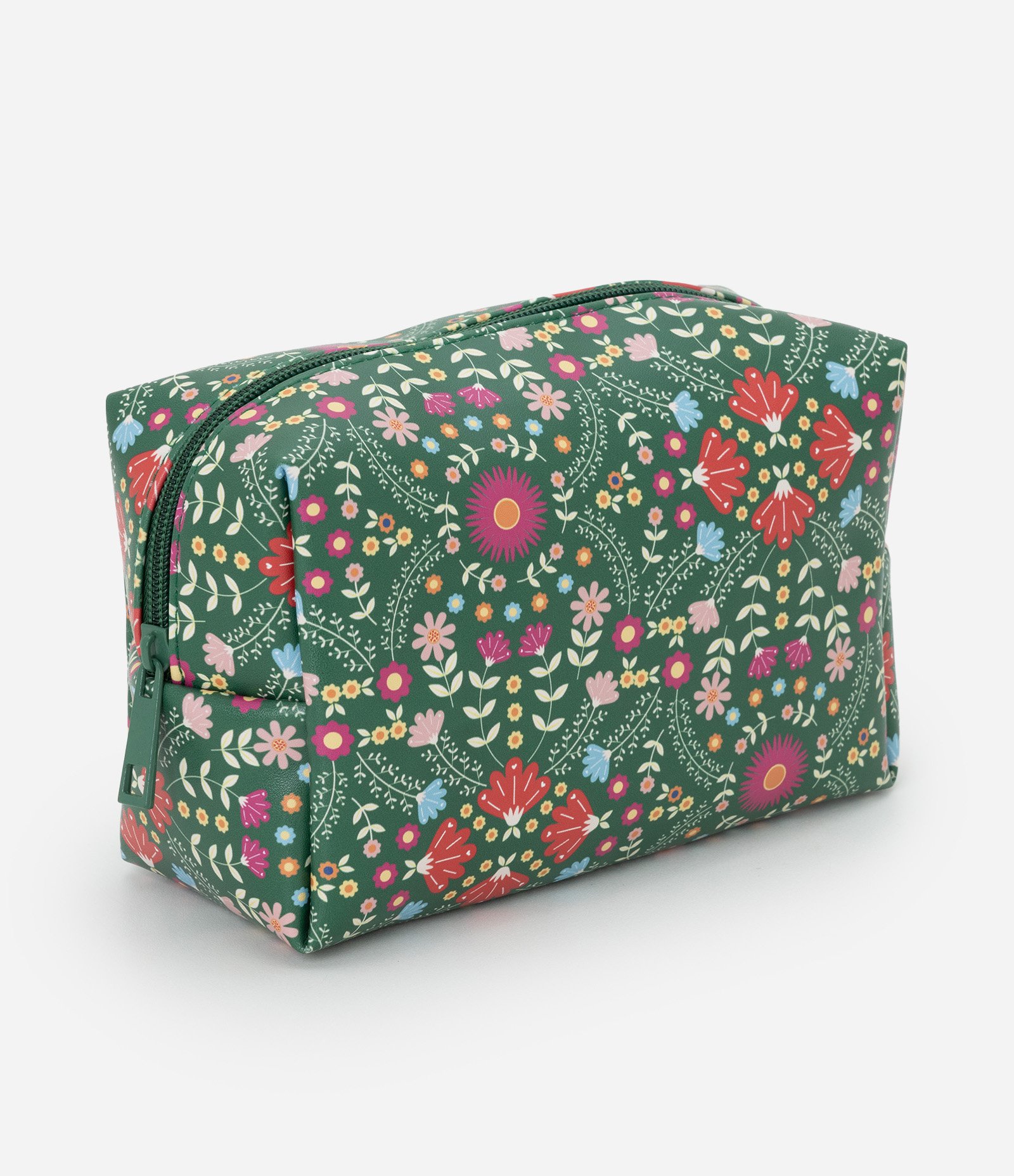 Necessaire Retangular Média com Estampa Floral Verde 1