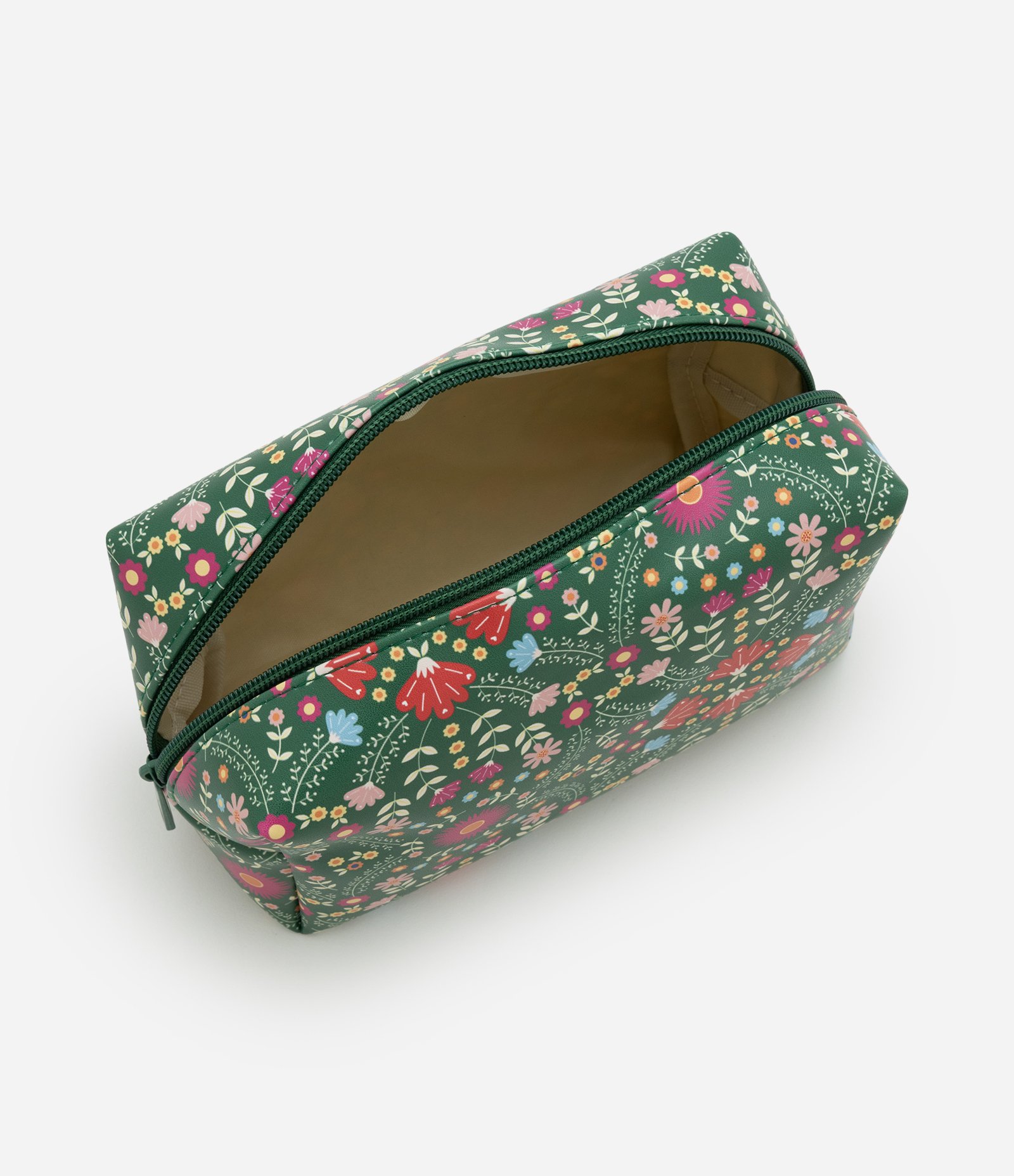 Necessaire Retangular Média com Estampa Floral Verde 5