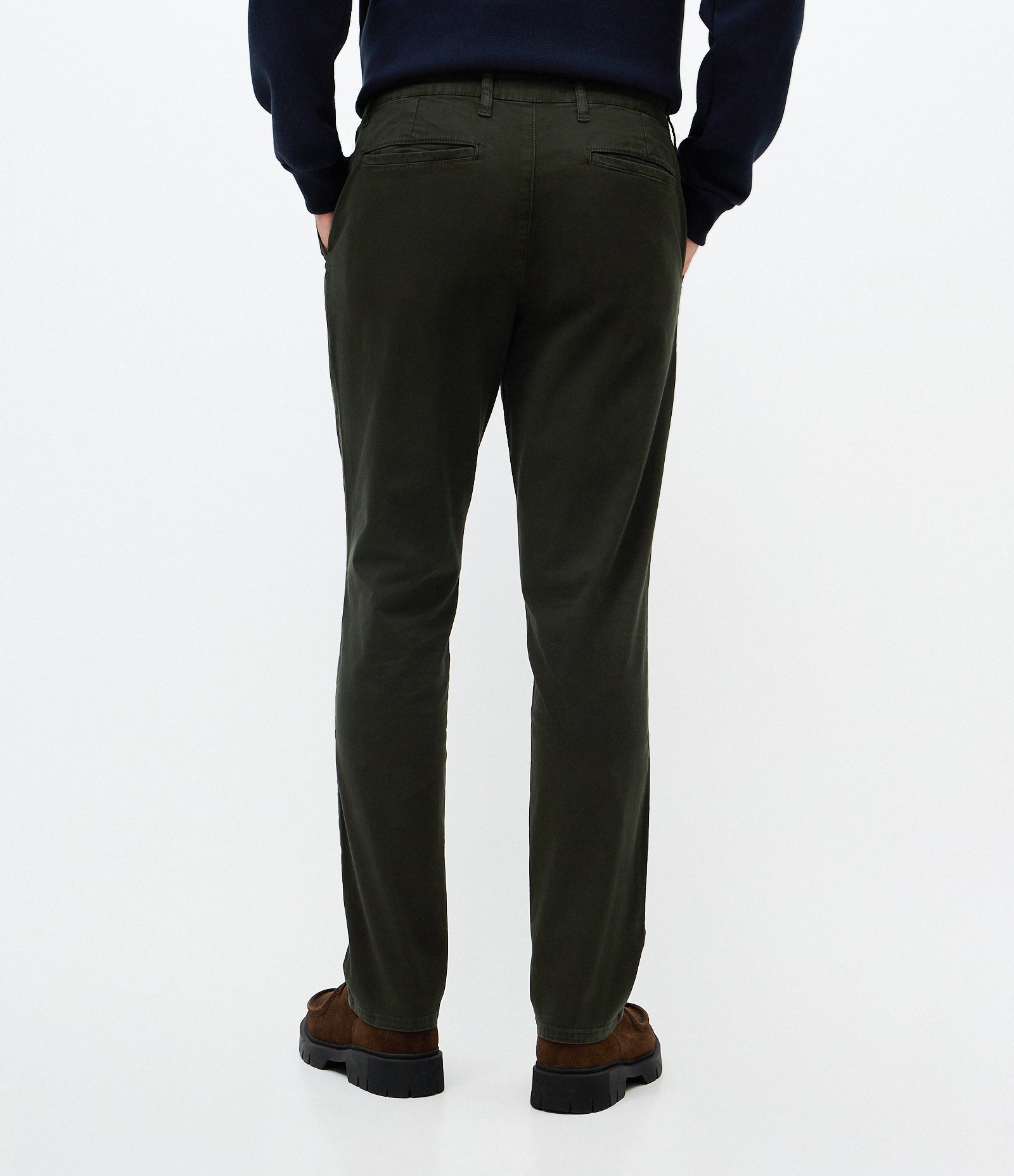 Calça Slim em Sarja e Efeito Lavada Verde 3