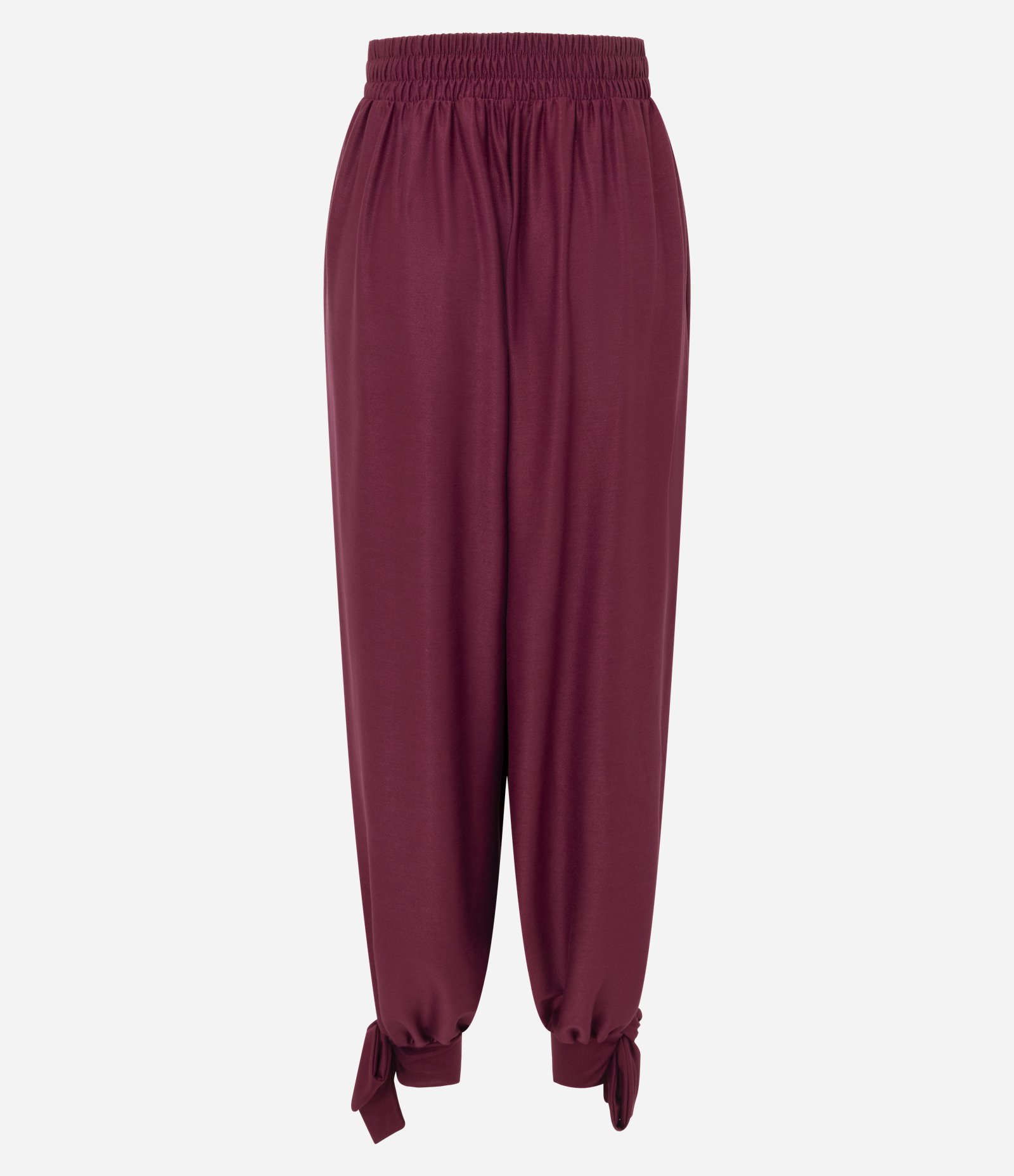 Calça Aladim em Piquet com Amarração no Tornozelo Vinho 9