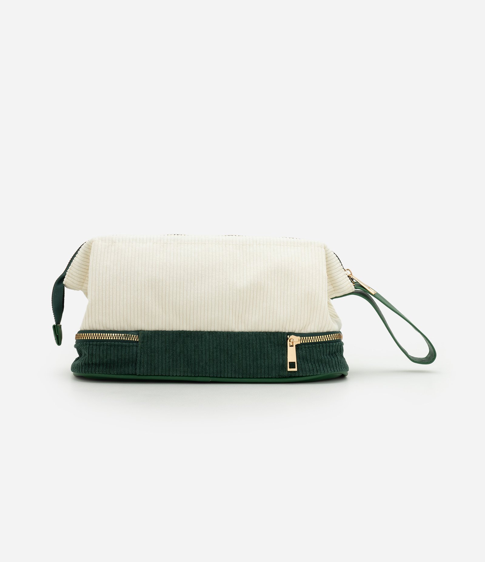 Necessaire Trapézio em Veludo com Estampa Floral Off White 3
