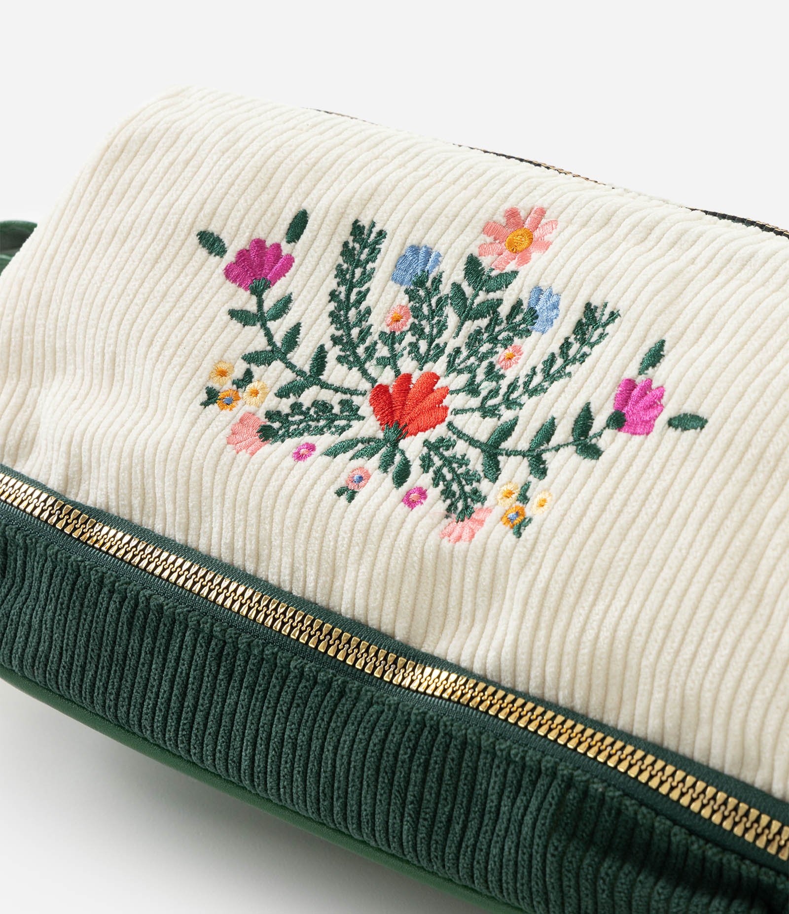 Necessaire Trapézio em Veludo com Estampa Floral Off White 4