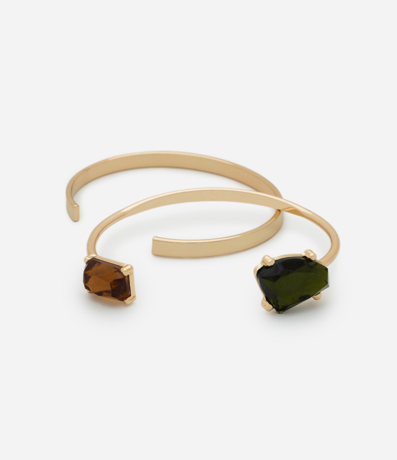 Kit 02 Braceletes Metalizados com Pingente Geométrico Dourado 3