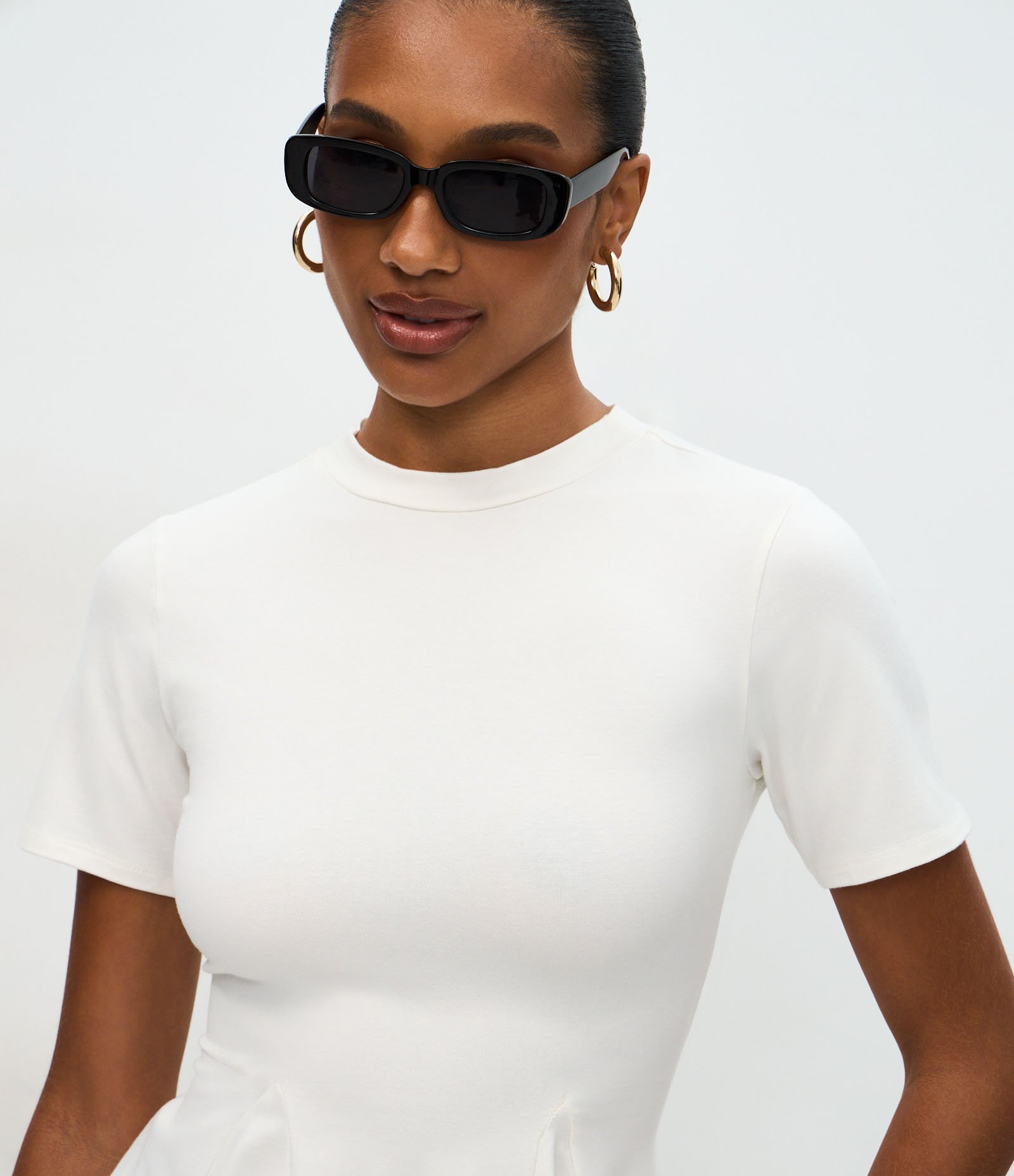 Blusa Peplum em Algodão com Manga Curta Branco 2