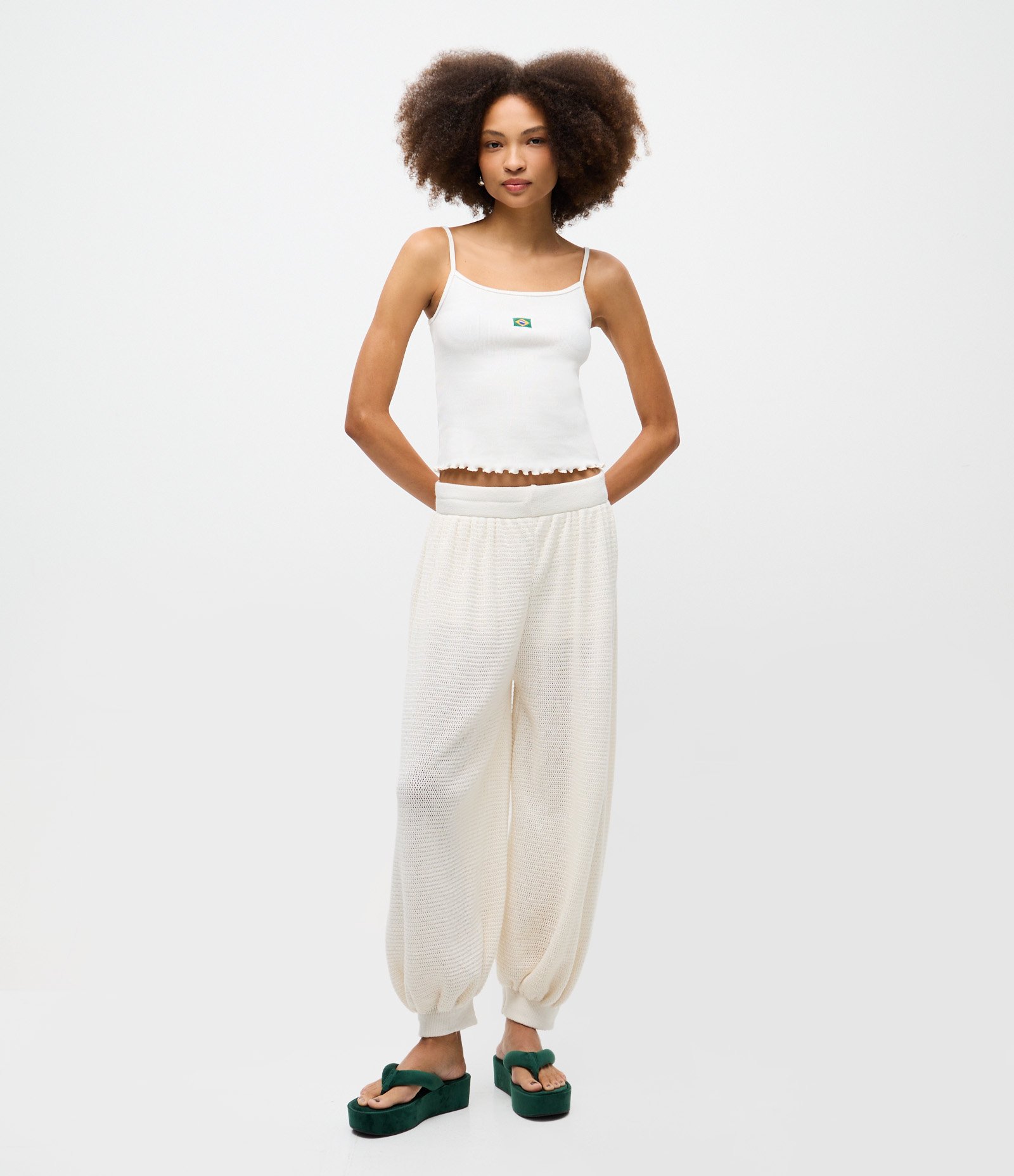 Calça Aladim em Tricô Branco 1