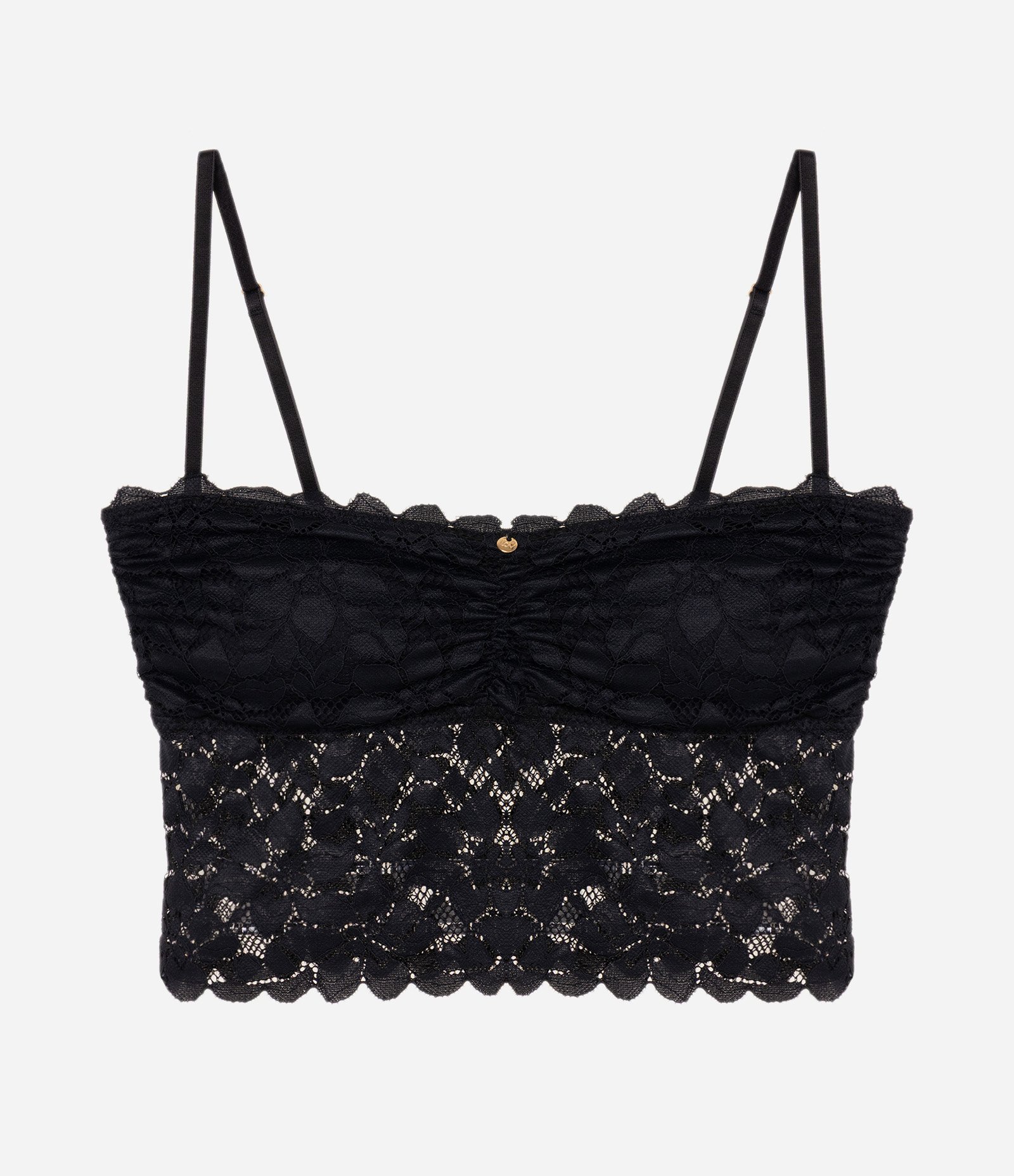 Camisete de Alça em Renda Floral Preto 1