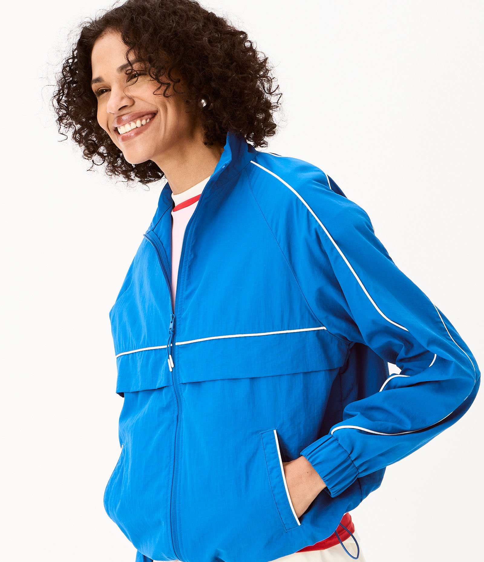 Jaqueta Oversized Esportiva em Microfibra com Detalhe Contrastante Azul 1