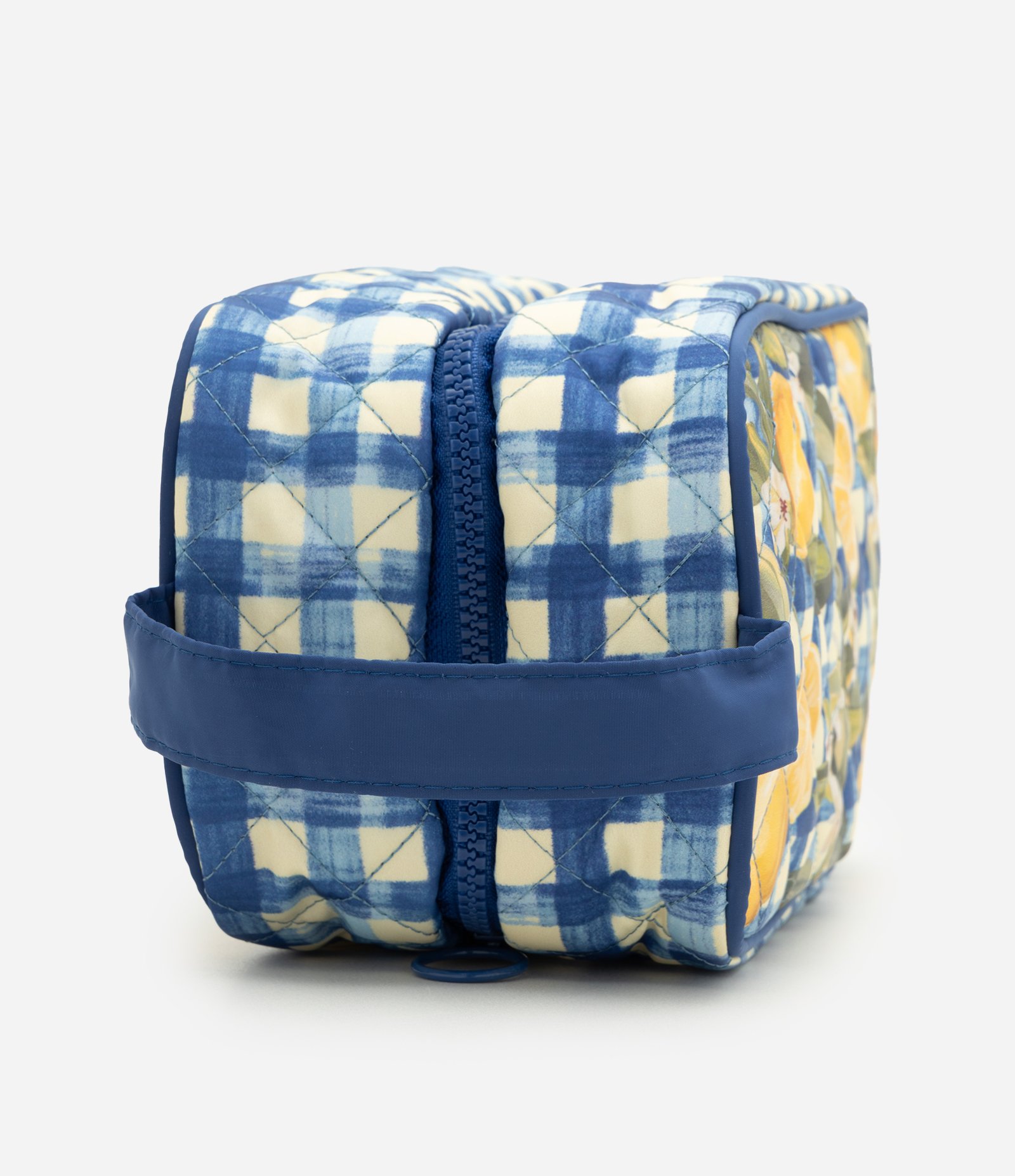 Necessaire Grande com Estampa de Frutas e Alça de Mão Azul 2