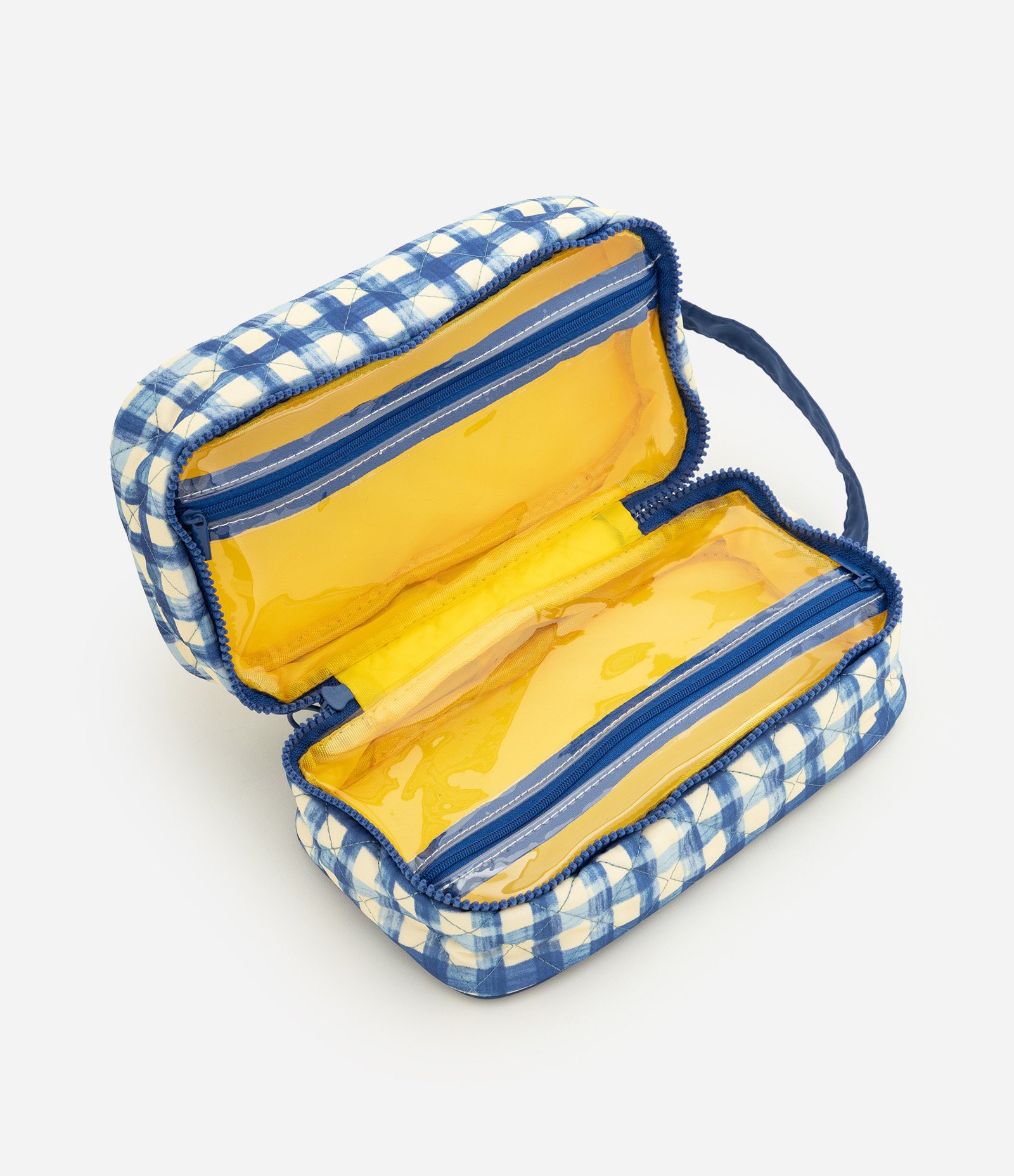 Necessaire Grande com Estampa de Frutas e Alça de Mão Azul 5