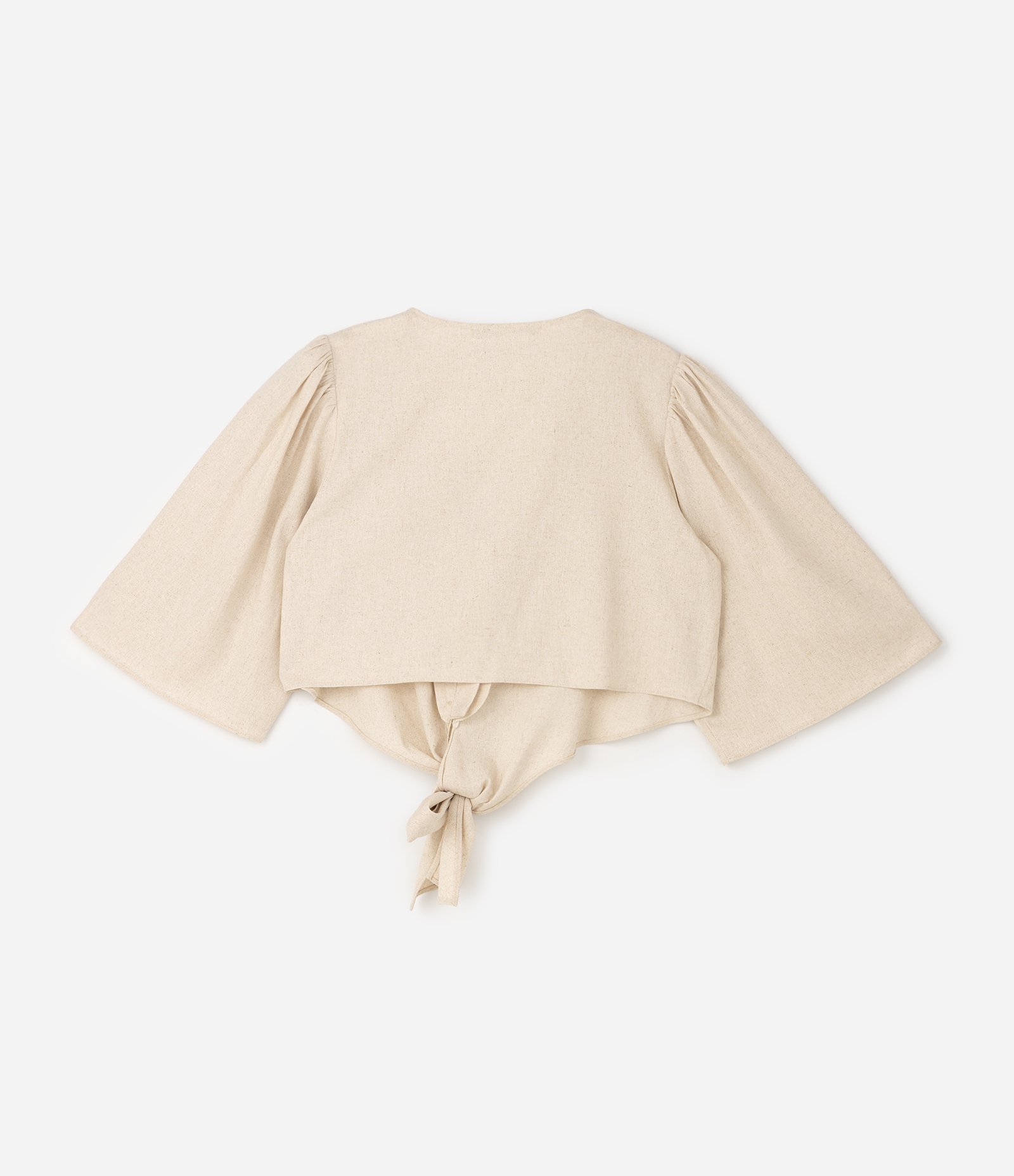 Blusa em Viscolinho com Amarração e Botões Dourados Curve & Plus Size Bege 2
