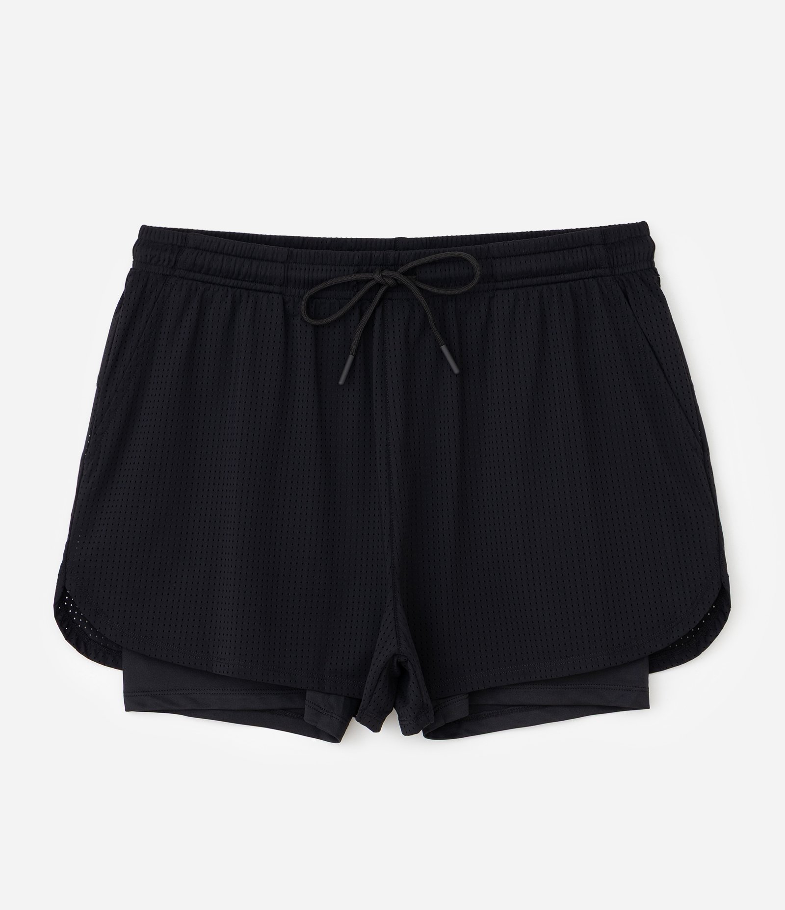 Bermuda Esportiva em Poliamida com Short Compressão Preto 5