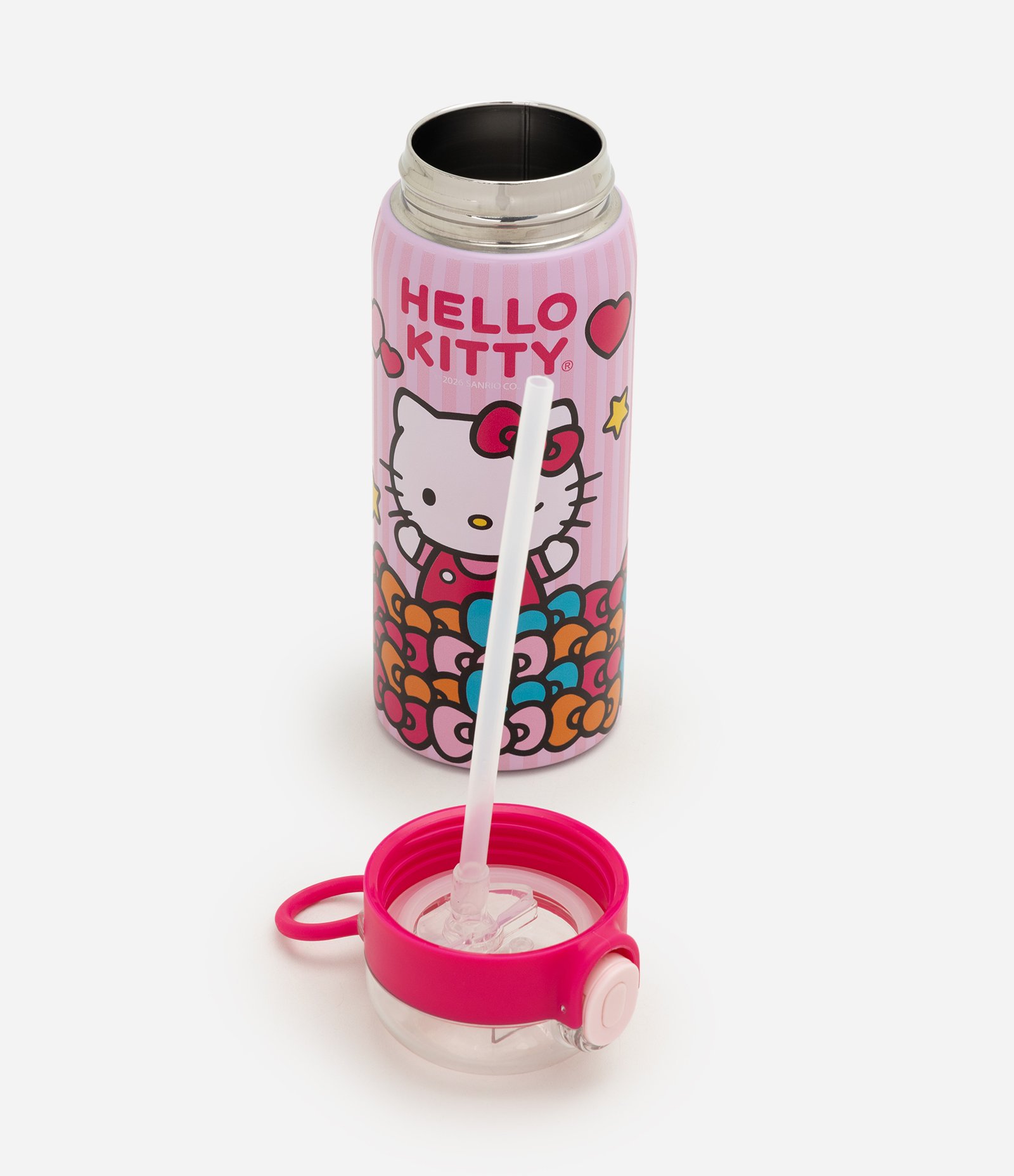 Garrafa Térmica em Metal Hello Kitty com Canudo 450ml Rosa 3