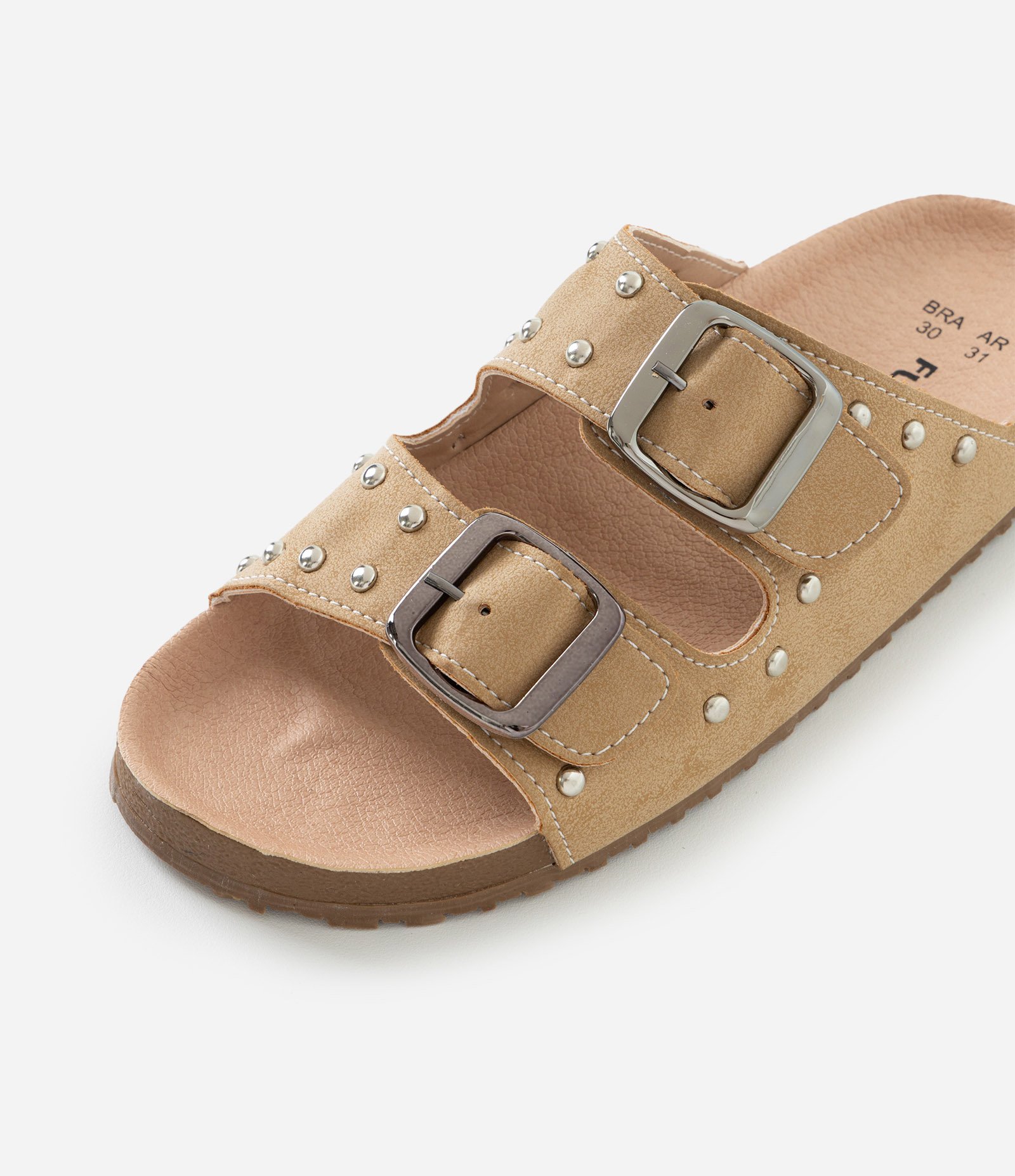 Sandália Comfy Infantil com Tachinhas e Fivelas - tam 27 ao 35 Bege 5