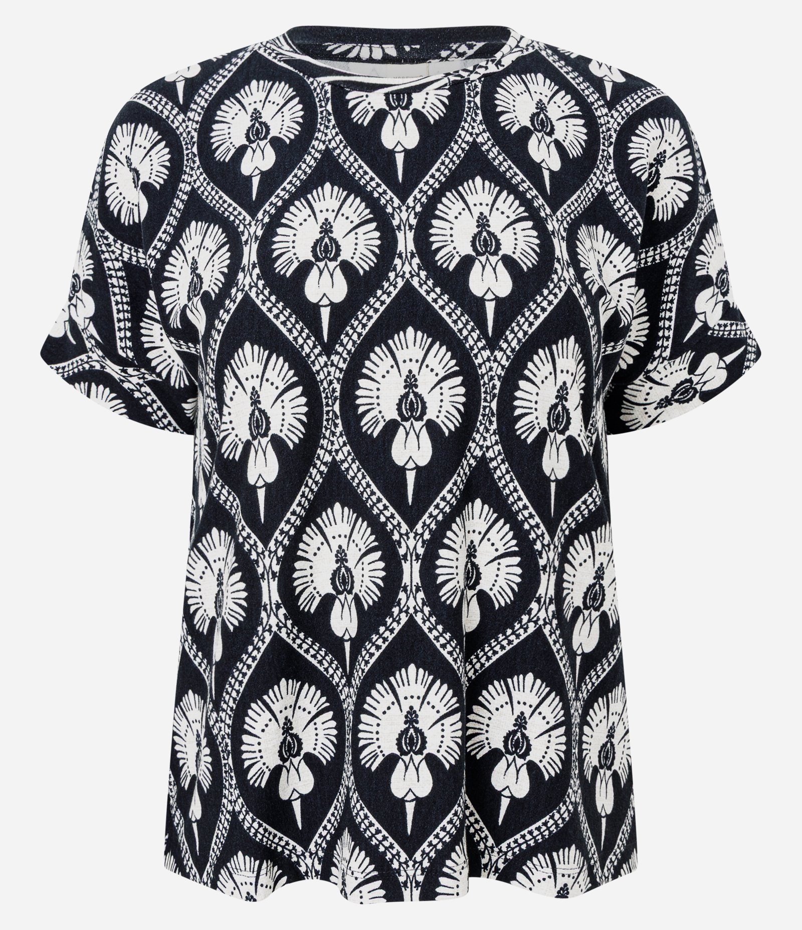 Blusa Manga Curta em Viscolycra com Estampa Preto 5