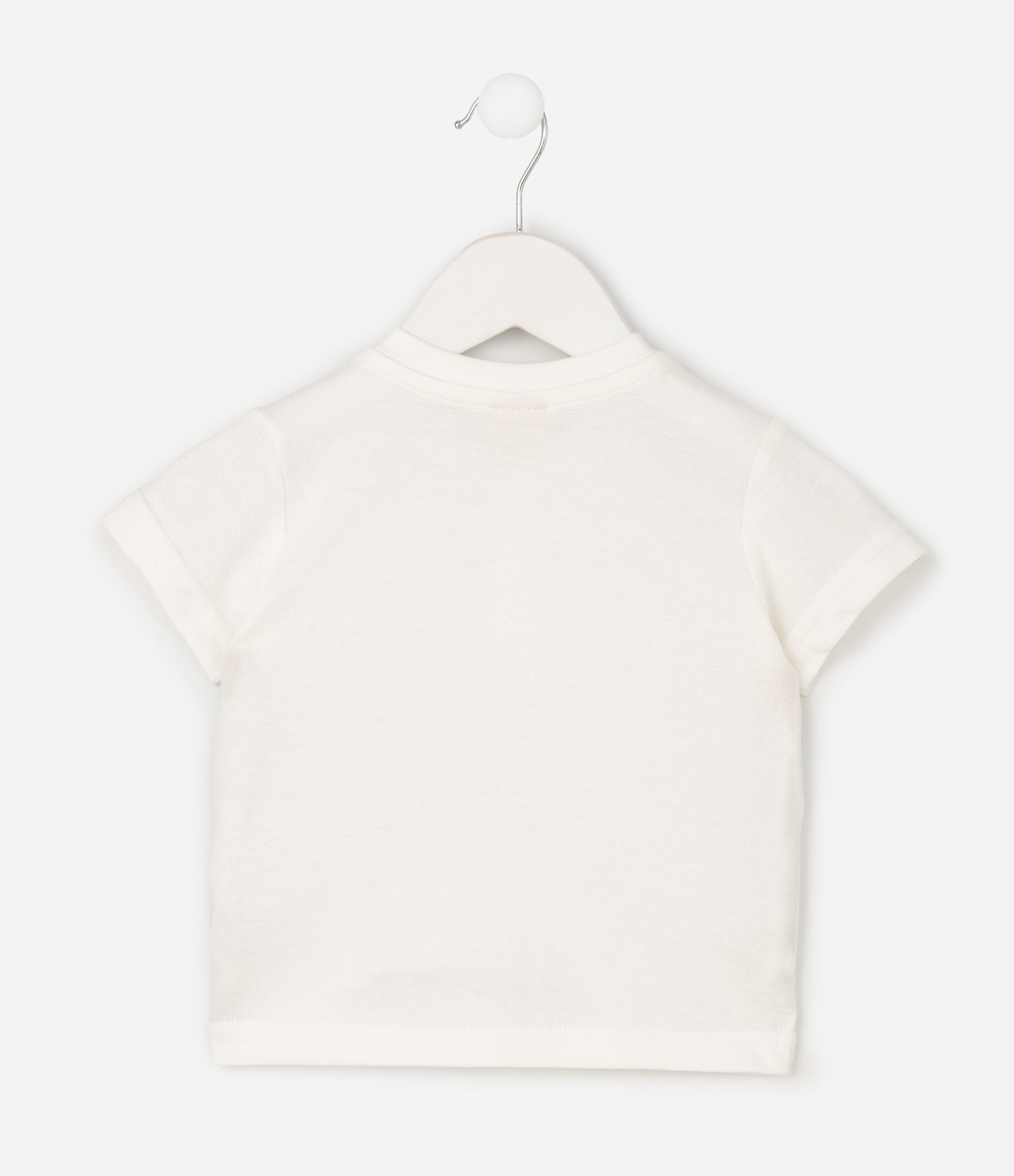 Camiseta Infantil com Gola Padre e Estampa Cachorro – Tam 0 a 18 Meses Off White 3