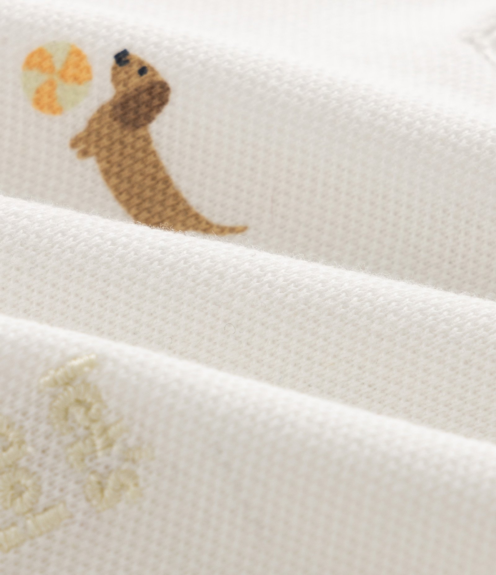 Camiseta Infantil com Gola Padre e Estampa Cachorro – Tam 0 a 18 Meses Off White 4